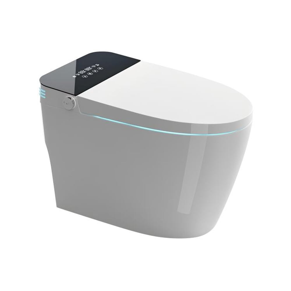 Vynxaria - White with Black Tankless Auto Open-Close Heated Seat 1-piece Smart Bidet Toilet