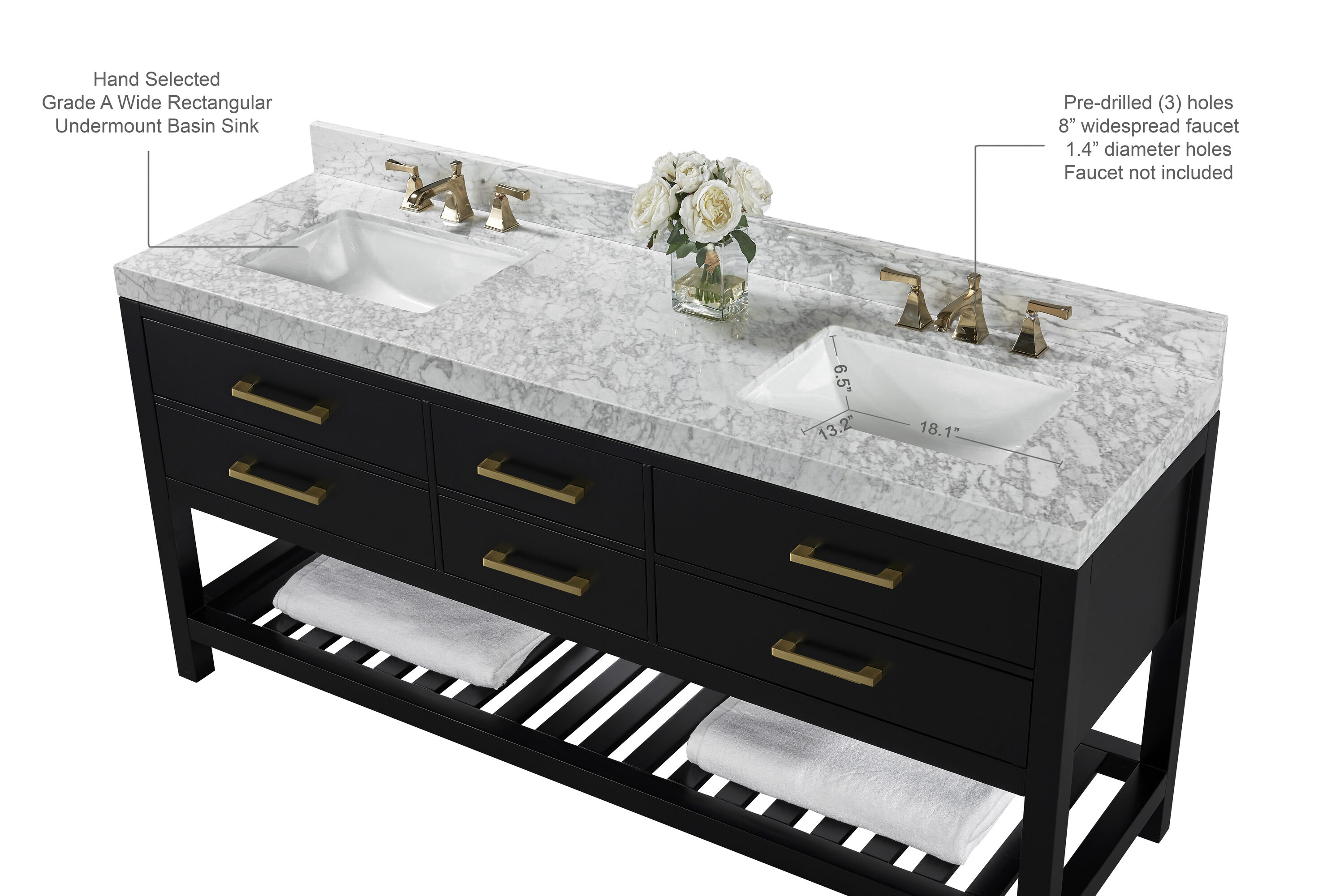 Ancerre Designs VTSELIZABETH72BOCWGD Bath-Vanity-Combo - View #7