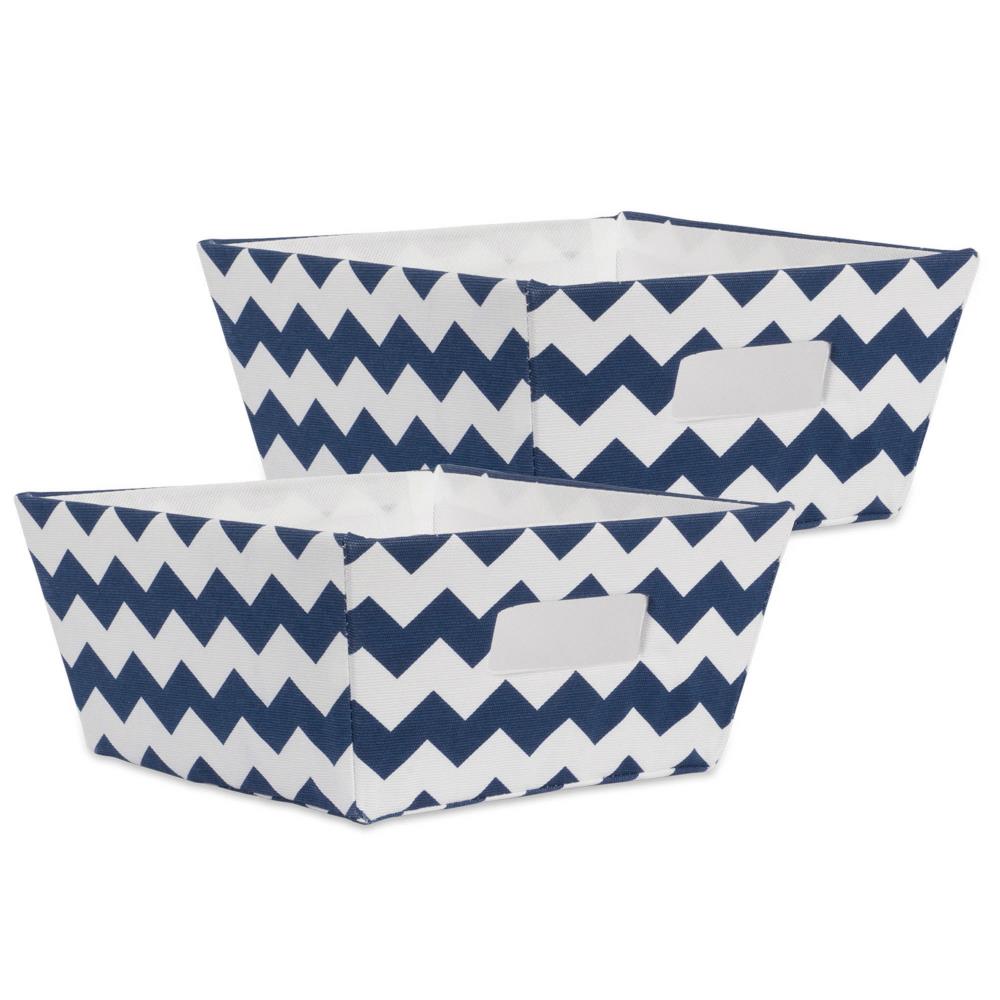 DII CAMZ37976 2-Pack 11-in W x 5-in H x 11-in D Nautical Blue Polyester Collapsible Bin