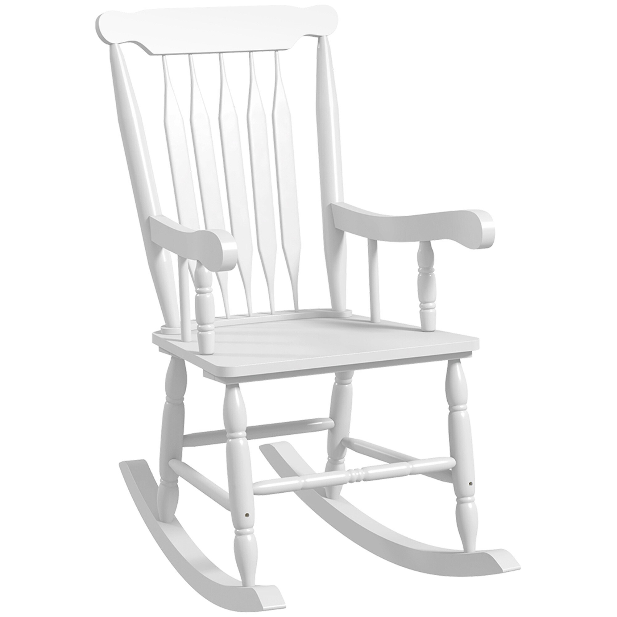 Miki Shinly AB-4349-148JJ Outdoor Patio Chair Outdoor Patio Chair White Wood Frame Rocking Chair with Solid Seat
