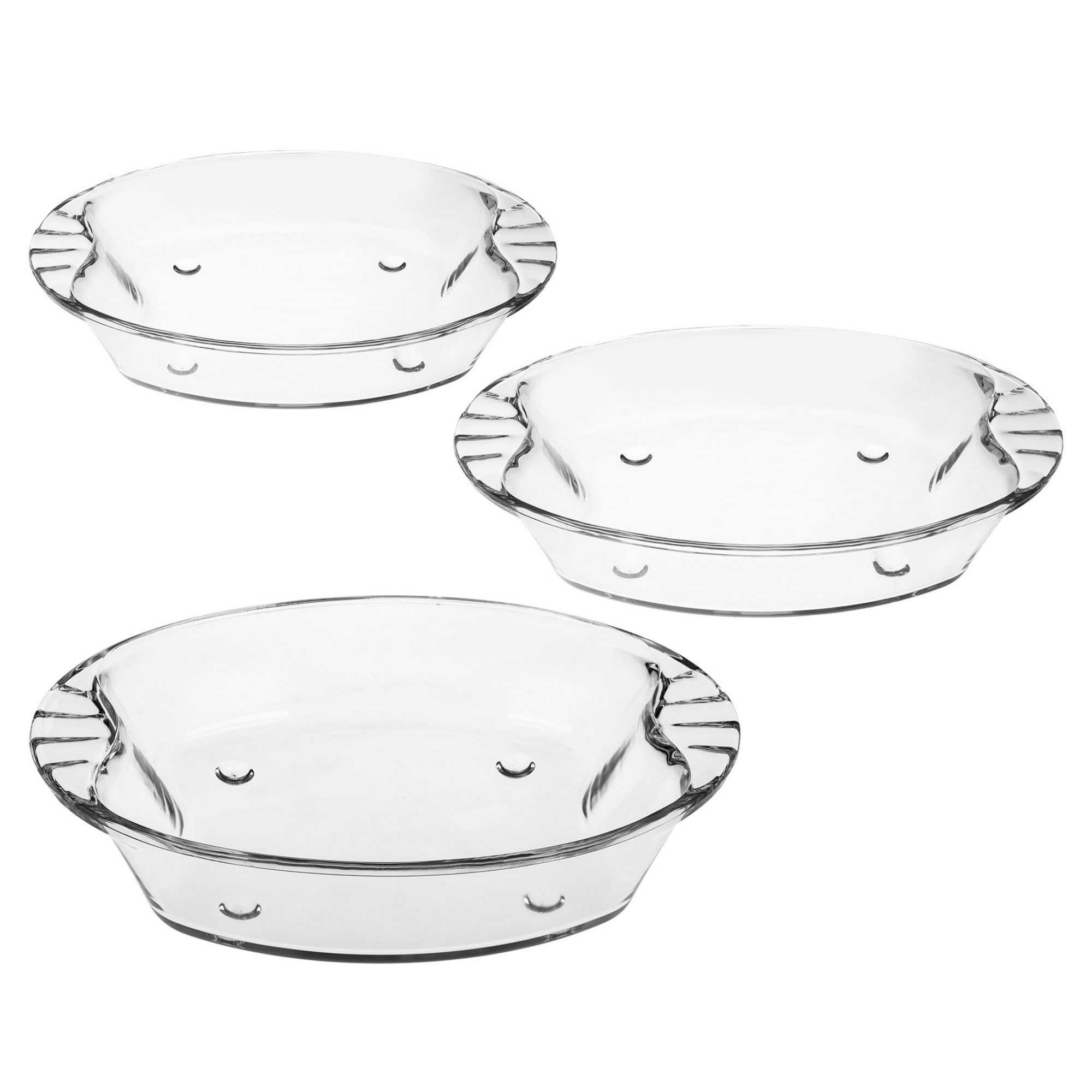 Slickblue Clear 3-Piece Oblong Glass Oven Dish Set with Nesting Design for Oven Microwave Refrigerator or Dishwasher Use