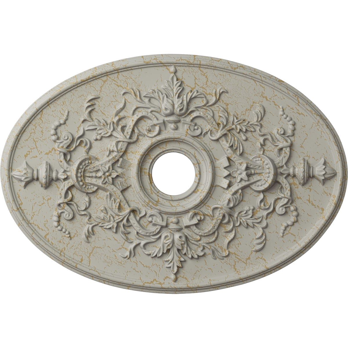 Ekena Millwork CM21X30ALPCC Alexa 21.25-in W x 30.75-in L Painted Pot Of Cream Crackle Polyurethane Whole Ceiling Medallion