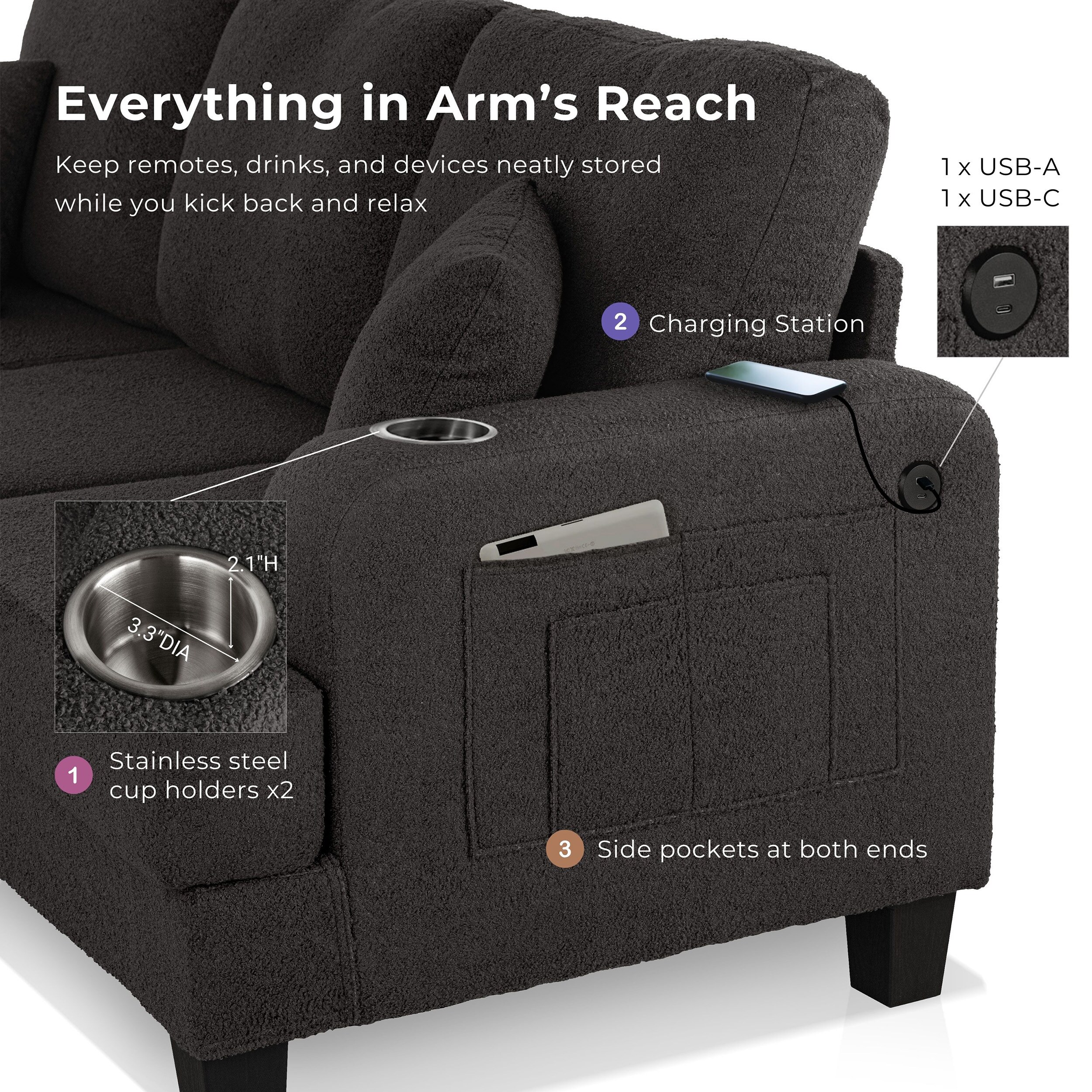 Furniture of America IDF-SL6936DG-SF Sofas-Loveseats - View #15