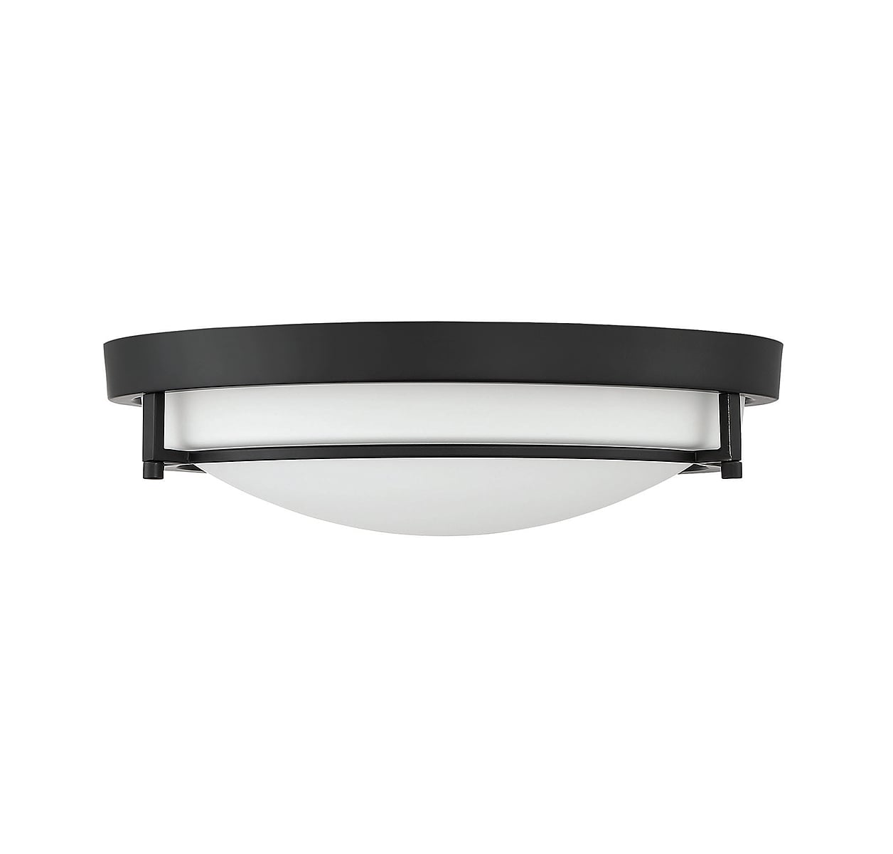 Matte Black and White Glass 2-Light Flush Mount Ceiling Light