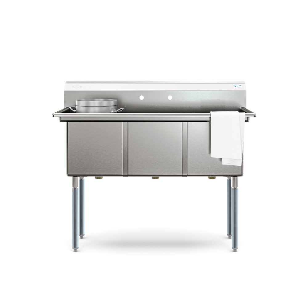 KoolMore 51 in. Three Compartment Sink Bowl Size 15x15x14 16 Gauge Stainless-Steel