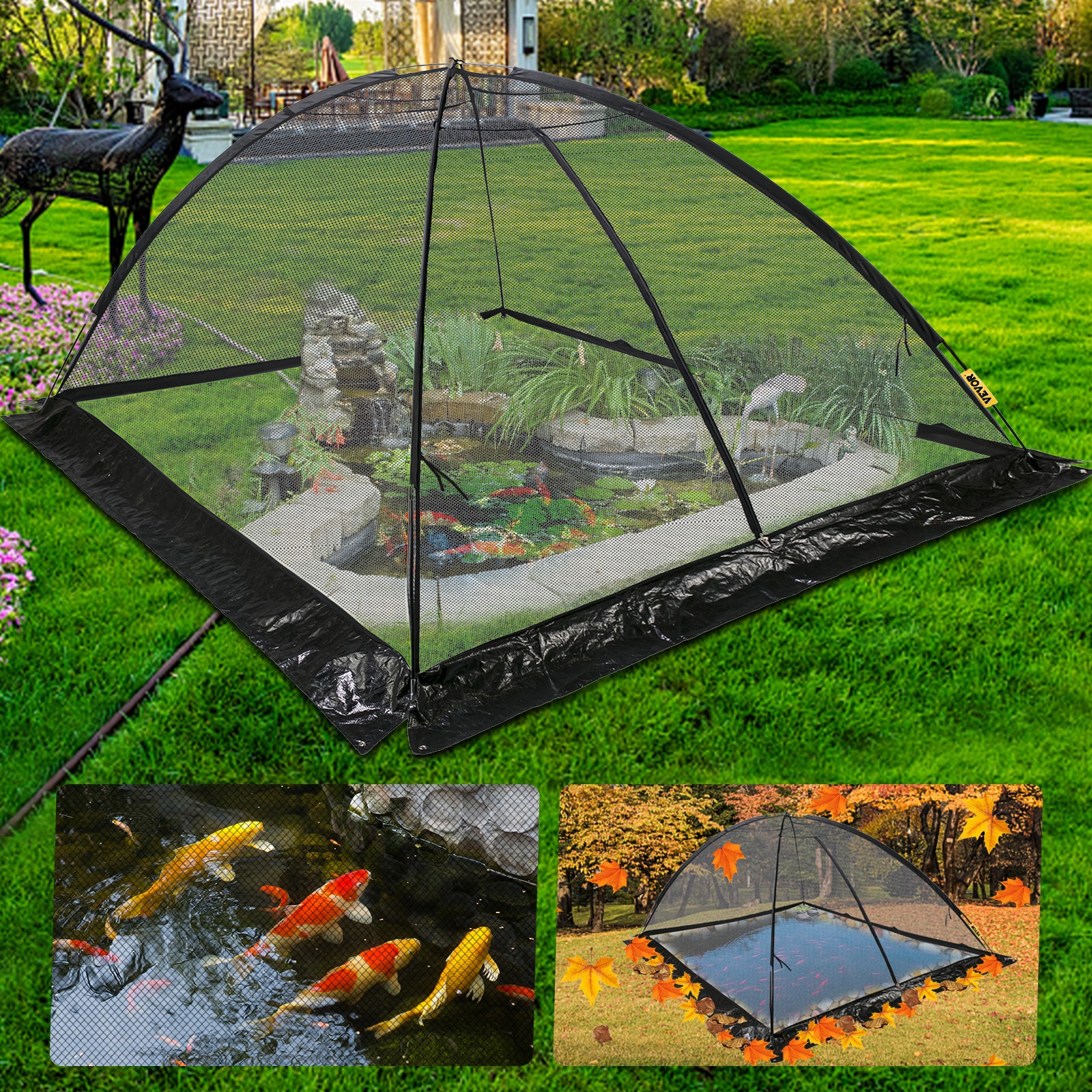 VEVOR 8x10 ft Garden Pond Net Black Pond Net | HYBHZ8X10FT000001V0