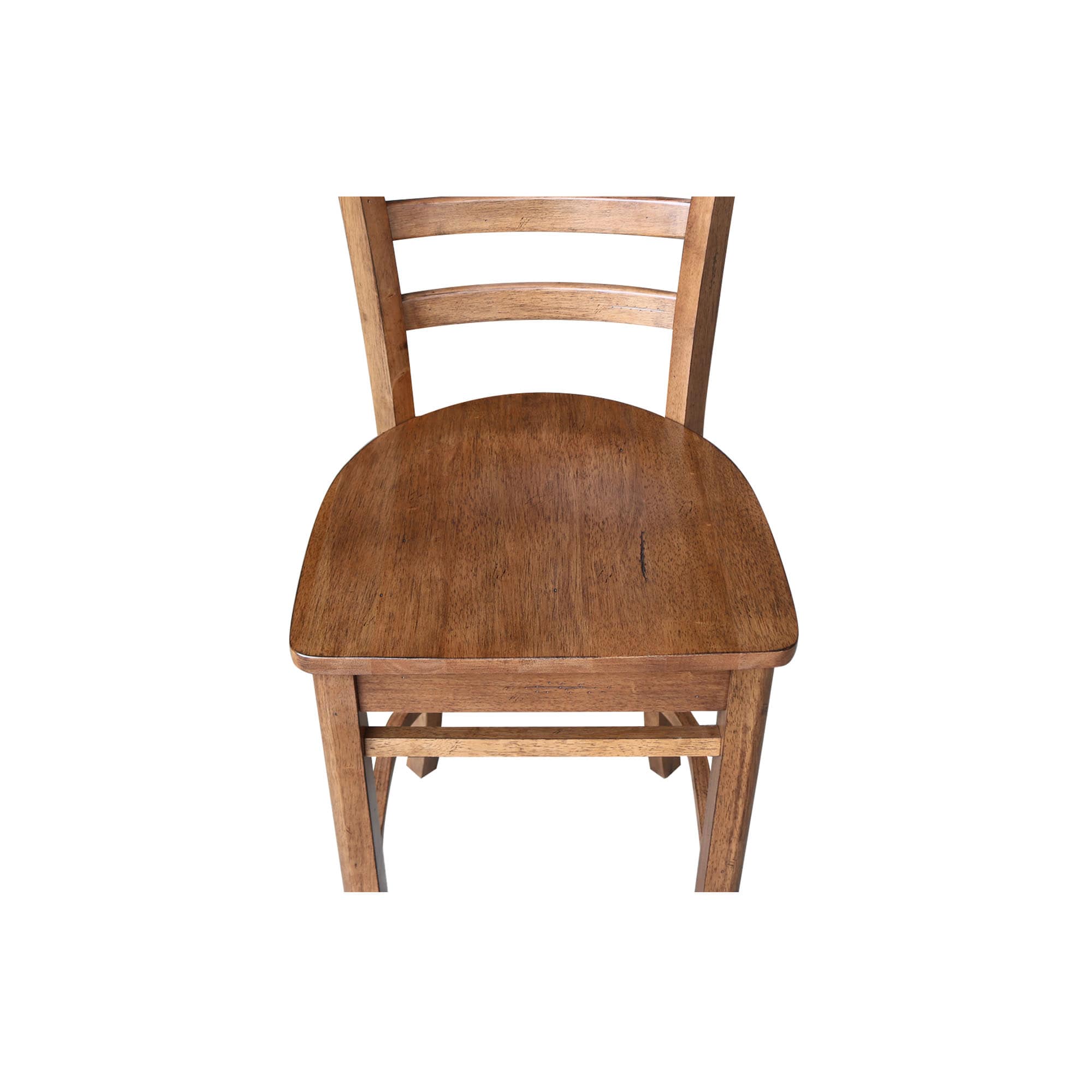 Emily Distressed Oak Solid Wood Counter Height Stool