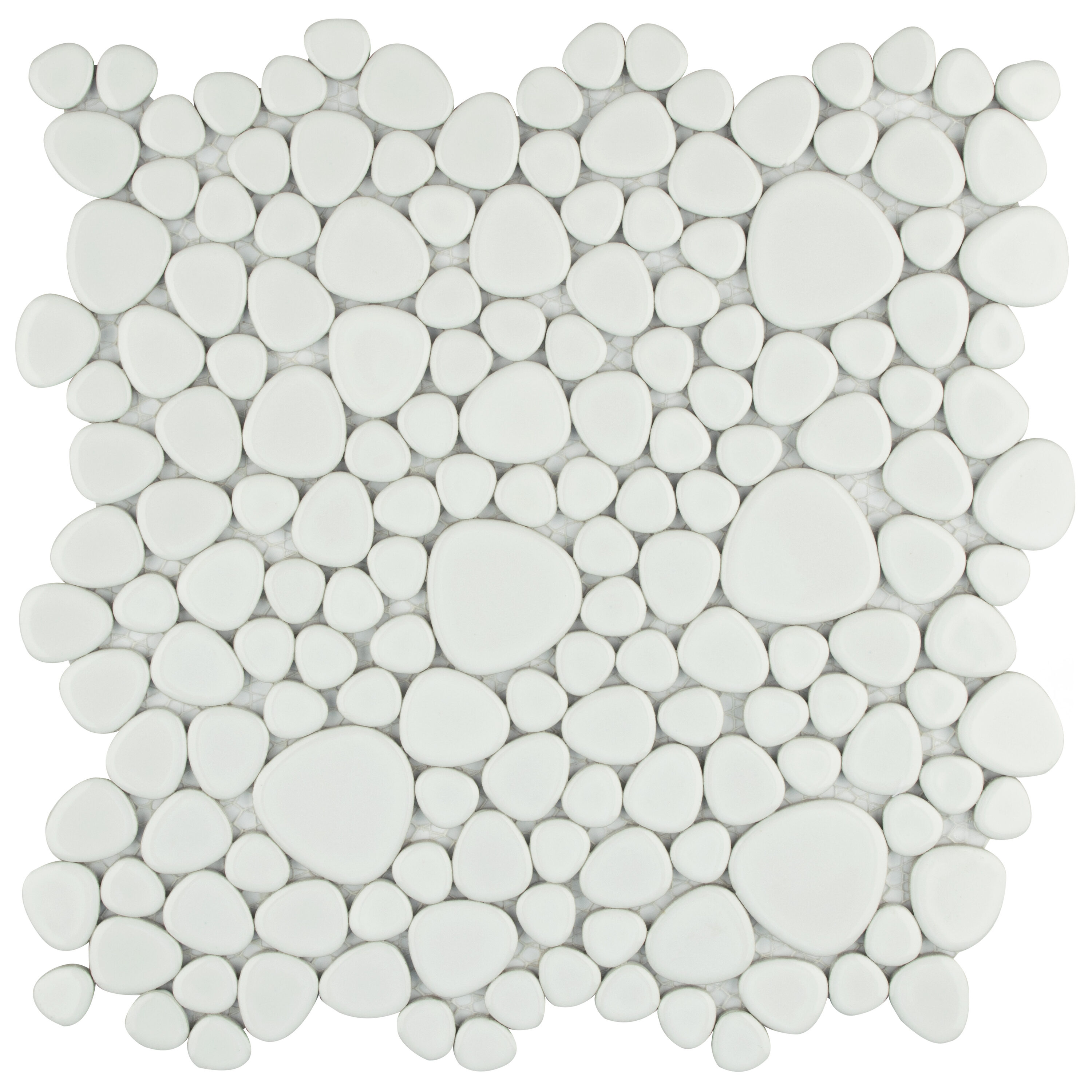 Affinity Tile S1FKOPS11 Sample - Pebble White 6-in x 6-in Glossy Porcelain Floor and Wall Tile