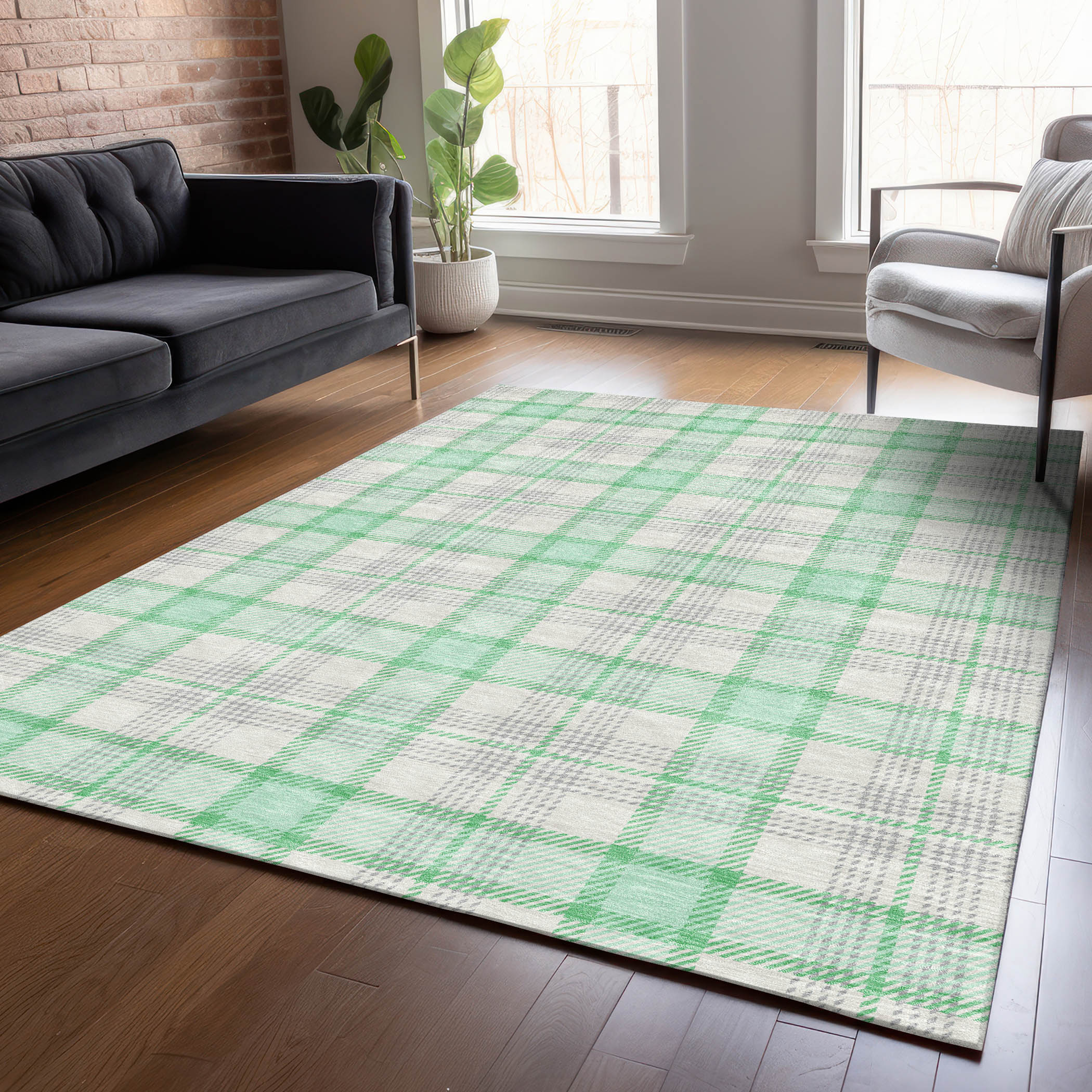 Addison Rugs ACN1052SF30X46 Chantille ACN1052SF 2 x 3 (ft) Polyester Seafoam Rectangular Indoor/Outdoor Geometric Machine washable Area rug