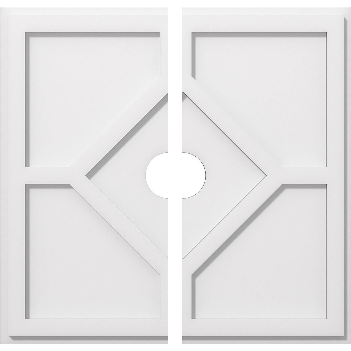 Ekena Millwork CMP22EY2-03000 Embry 22-in W x 22-in L Contemporary White PVC Split Ceiling Medallion