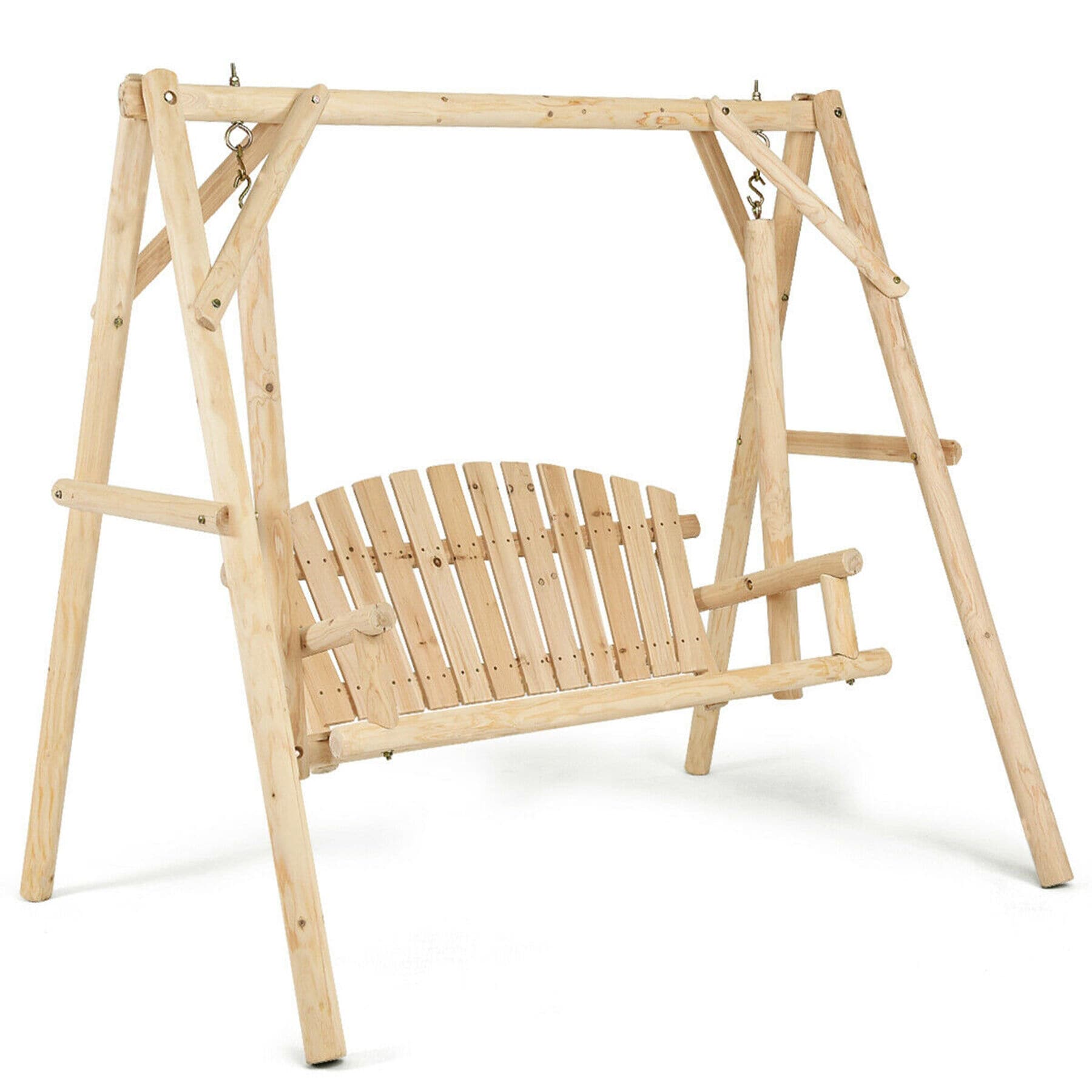 WELLFOR GAS0131 CW 2 -person Nature wood Wood Outdoor Swing