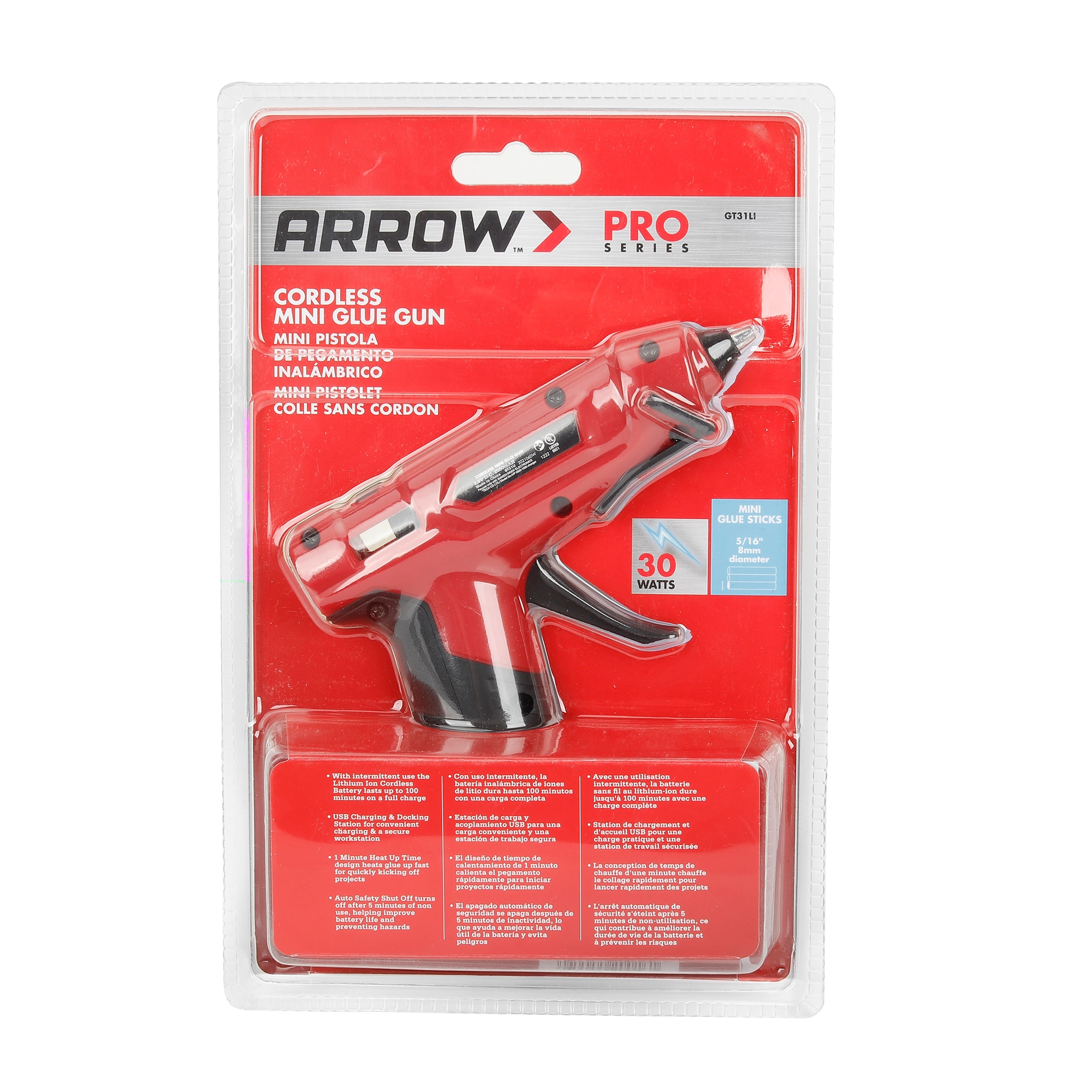 Arrow GT31LI Single Temp Lithium-Ion Cordless Glue Gun, 30W, UL Listed, 6  Glue Sticks Included in the Glue Guns department at