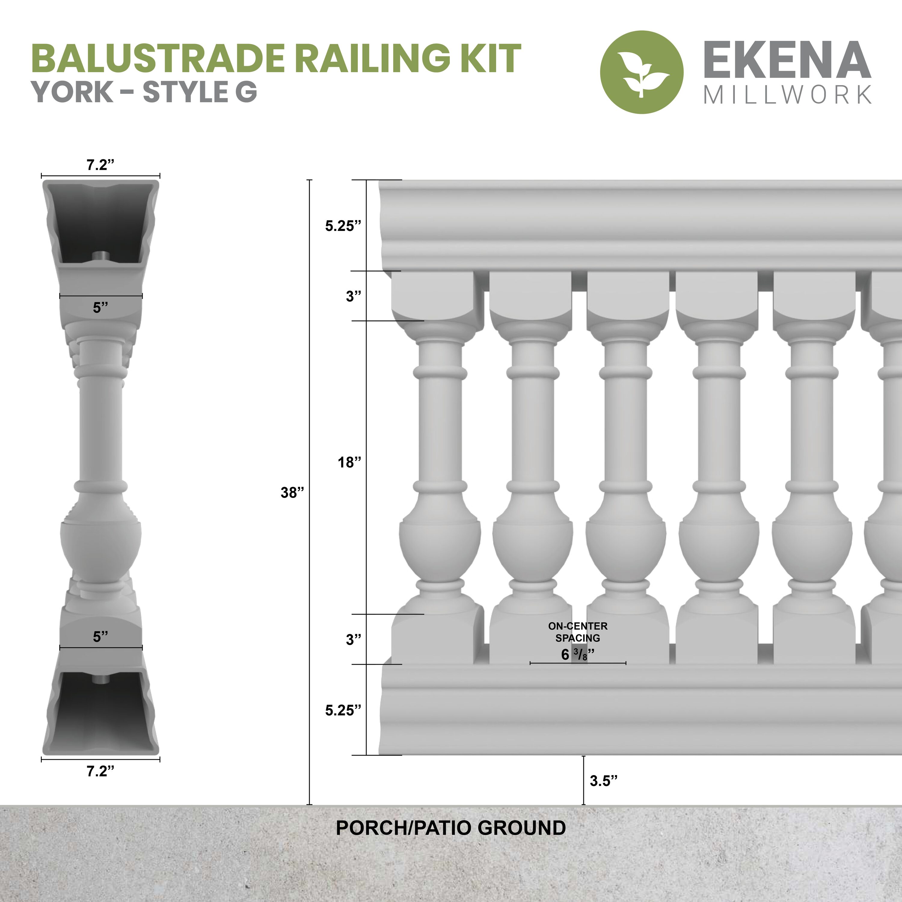 Ekena Millwork BALK38X060YOG railings - View #7