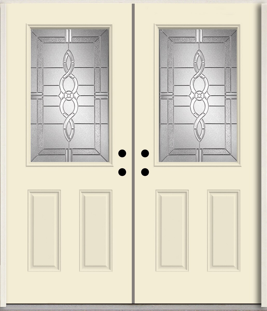 RELIABILT LO963566 Calista 72-in x 80-in x Fiberglass Half lite Left-hand inswing Bisque Paint Painted Prehung Double Front Door Insulating core