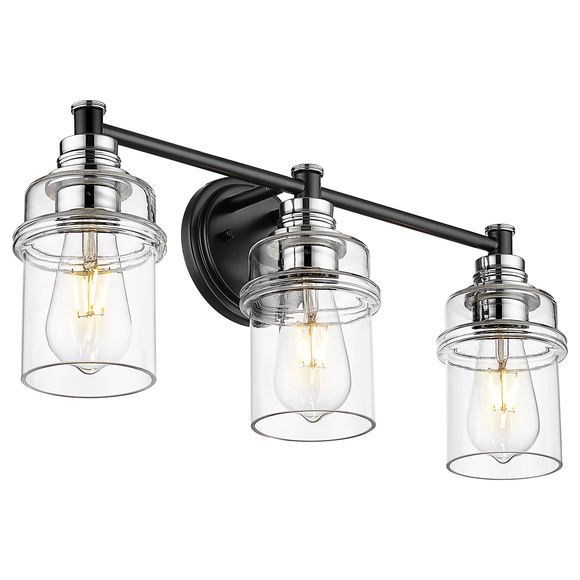 LTMATE LS4FY-3E26 BK+CH JAZAVA 21.9-in 3 -Light Chrome Farmhouse Vanity light