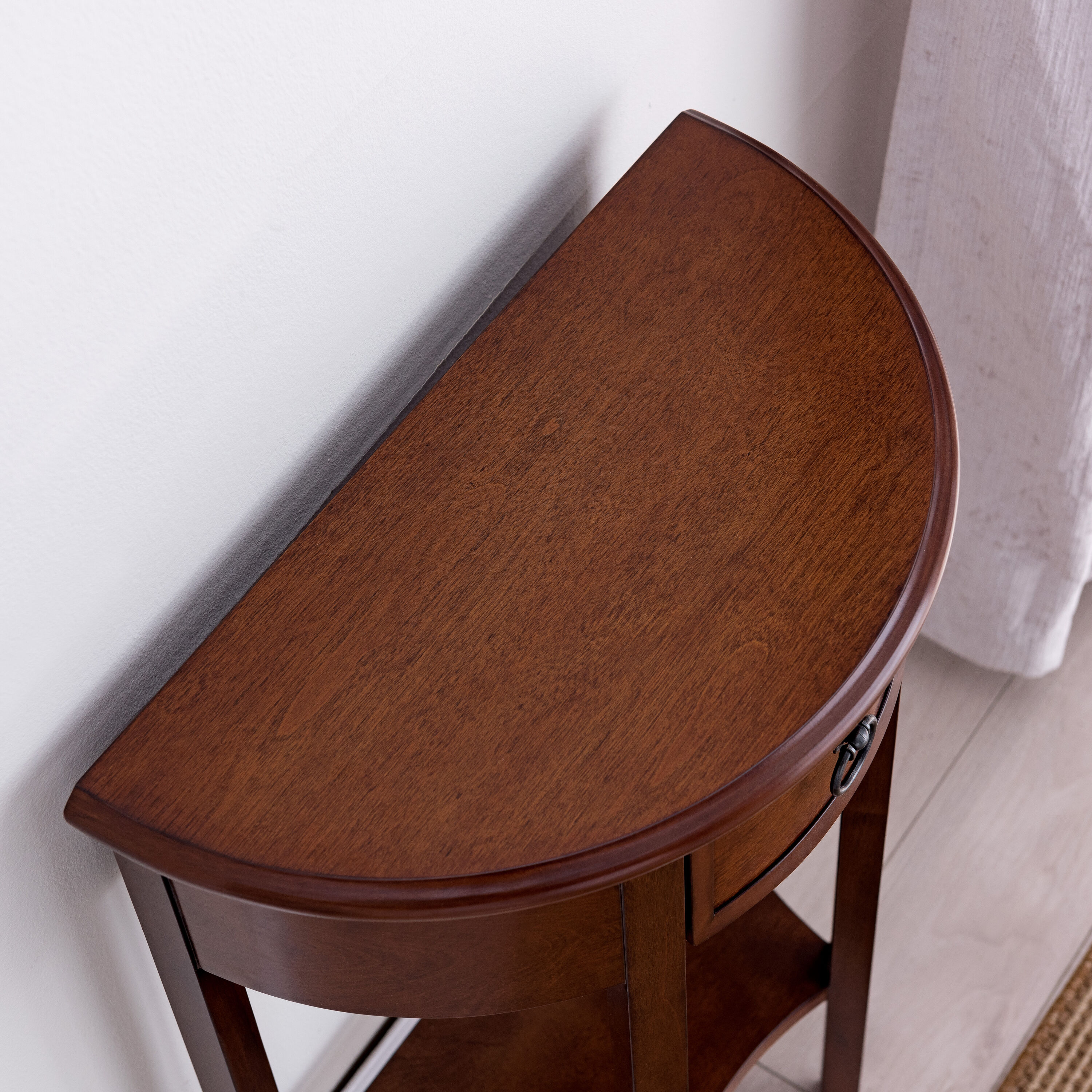 Round Chocolate Cherry Wood Hall Stand with Storage