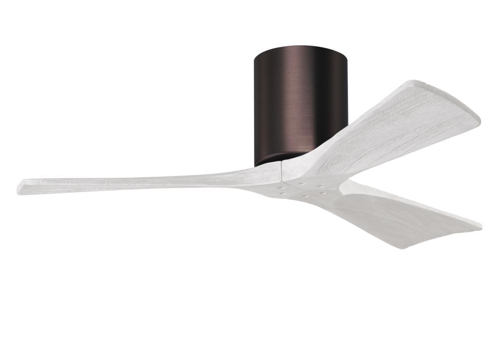 Matthews Fan Company IR3H-BB-MWH-42 Irene-3H 42-in Outdoor Flush Mount Brushed Bronze with Matte White Blades Ceiling Fan Without Light - Remote Included ( 3 -Blade )