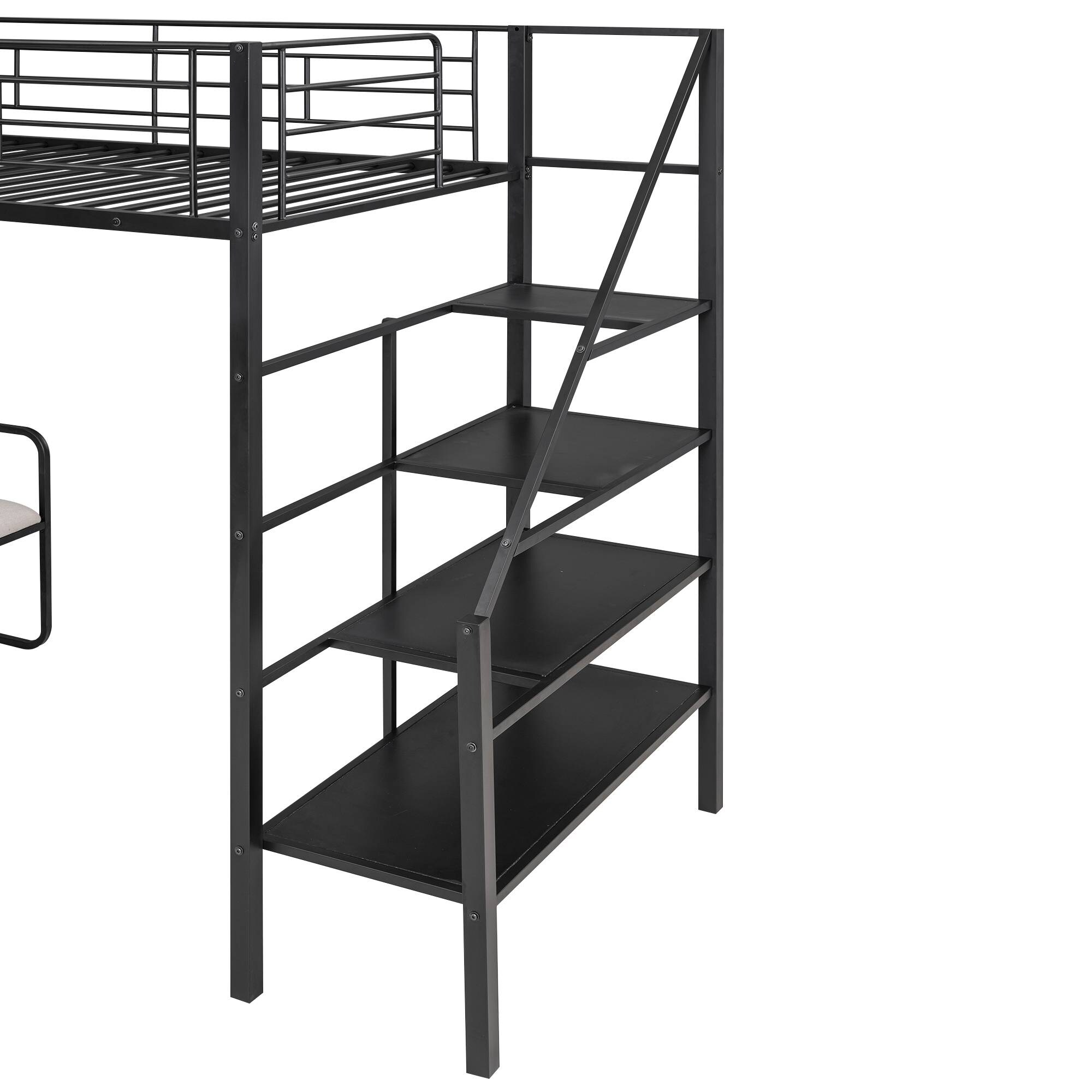 Yiekholo Contemporary Twin Loft Bed with Storage Staircase and