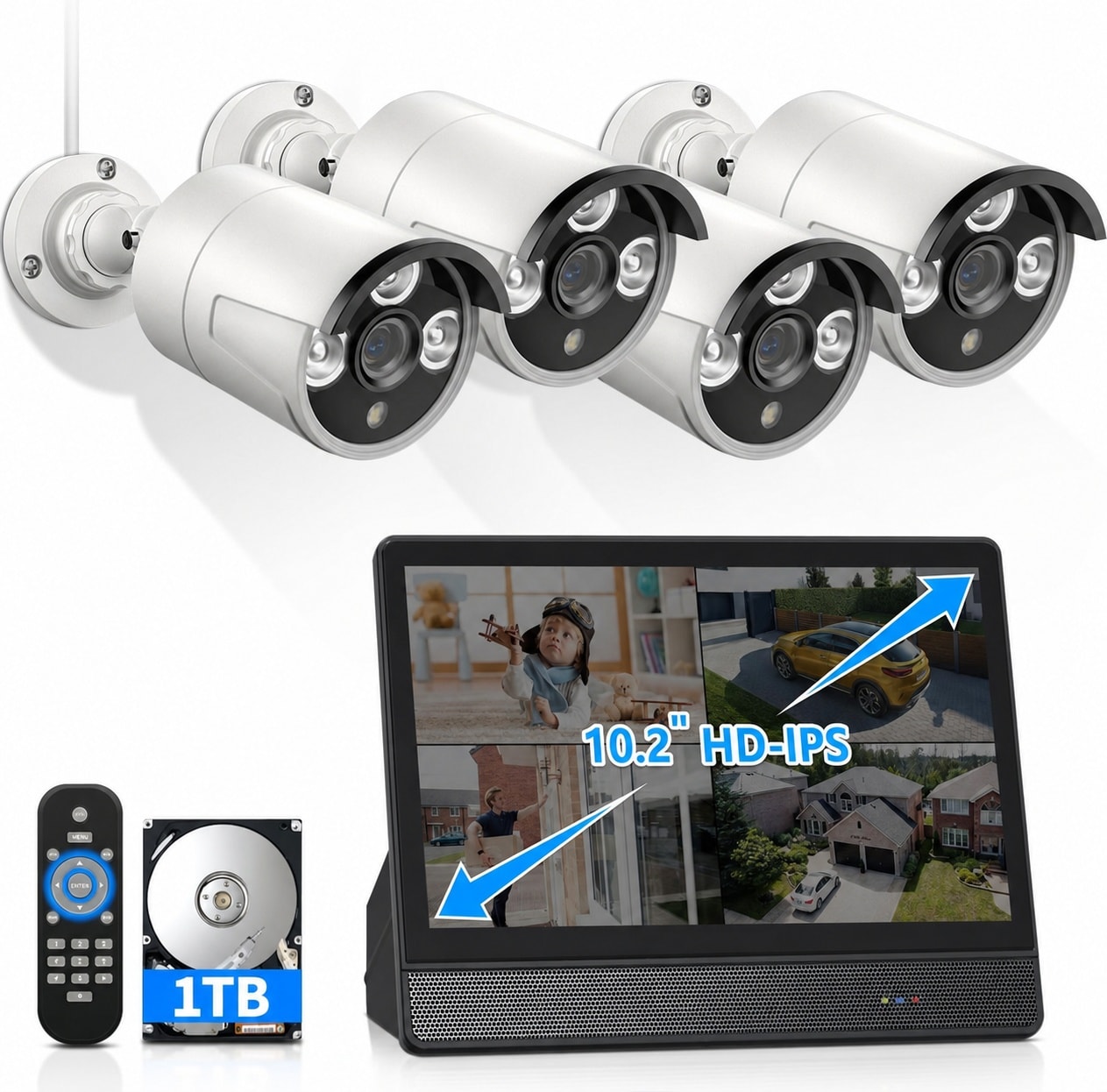 Vrbgify  Outdoor Wired Security Camera System PoE Surveillance Cameras with Monitor and Night Vision durable home and garden accessory designed