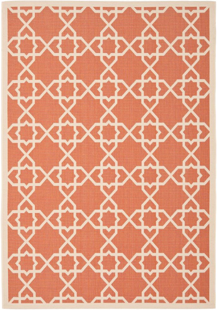 Safavieh CY6032-241-4 Courtyard Rouen 4 x 6 (ft) Loomed Polypropylene Terracotta/Beige Rectangular Indoor/Outdoor Geometric Coastal Area rug