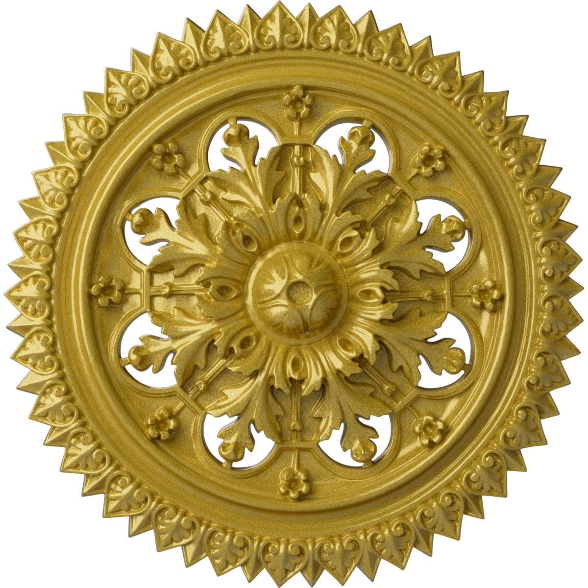 Ekena Millwork CM21YORGS York 21.625-in W x 21.625-in L Painted Rich Gold Polyurethane Whole Ceiling Medallion