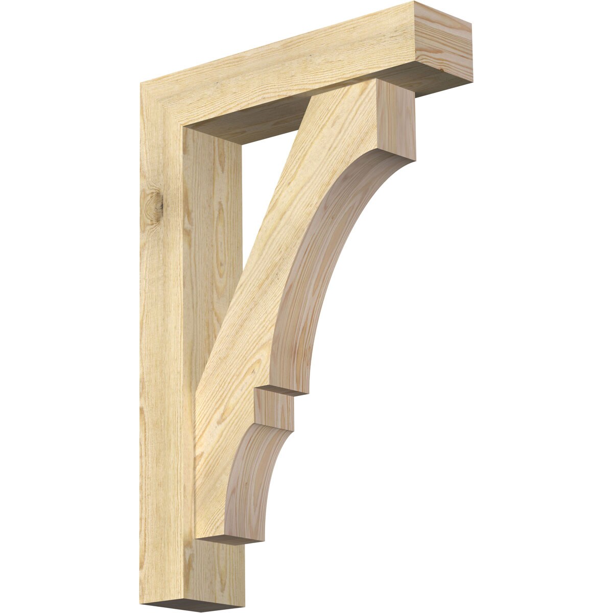 Ekena Millwork 1462048 Balboa block rough sawn bracket with offset brace 6-in x 24-in x 36-in Douglas fir Brown Wood Standard bracket