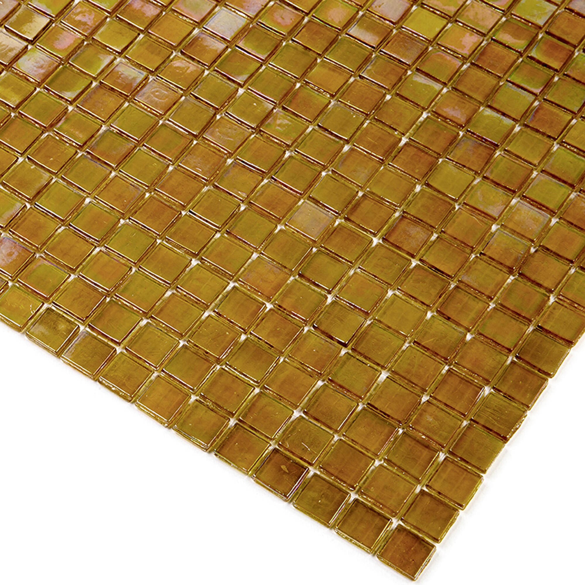 Skosh 11.6" x 11.6" Glossy Gold Beige Glass Mosaic Tile