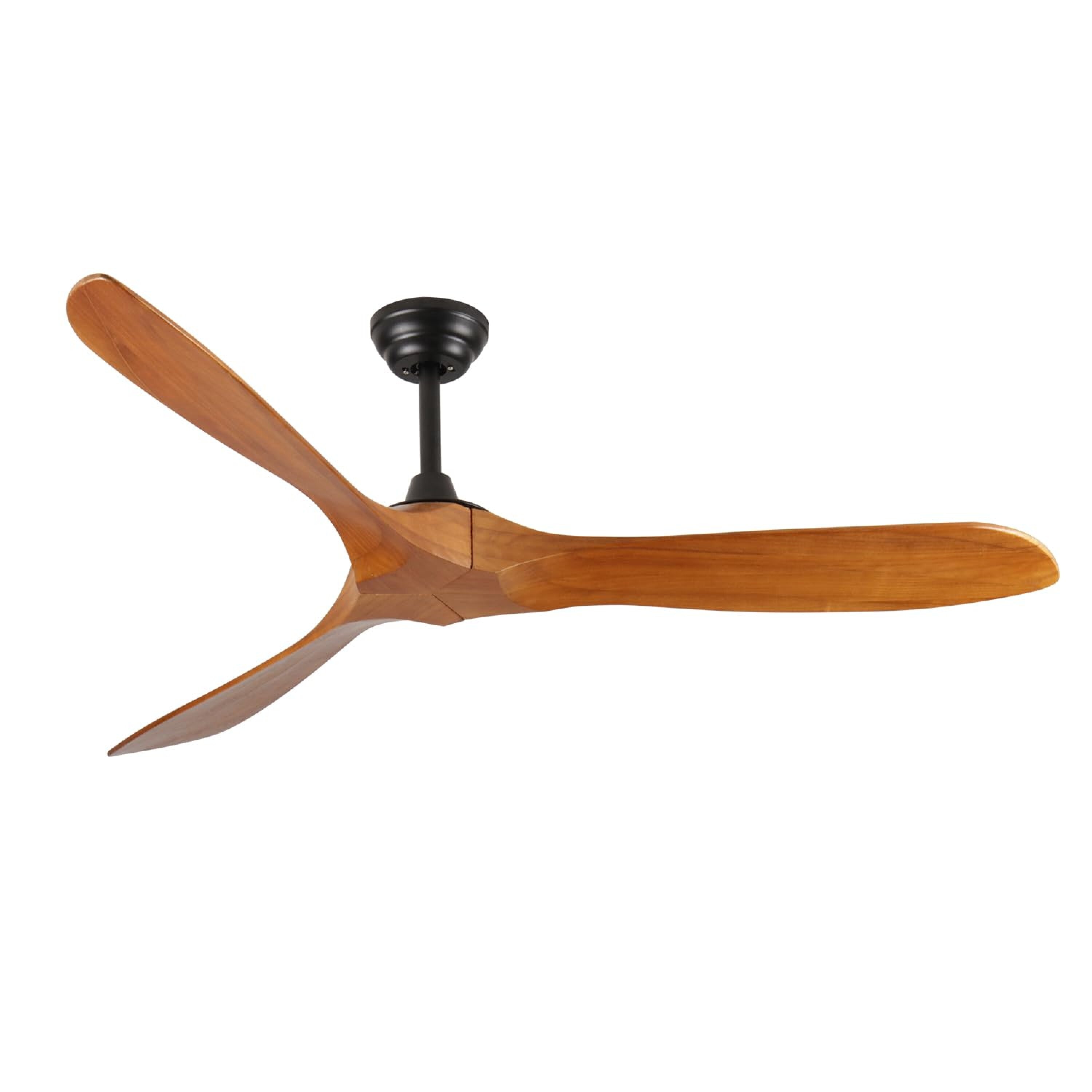 JUSHUA 60 Inch wood Ceiling Fan No Light Without Lights for Patios Bedroom Living Room Indoor Outside Reversible ETL DC Motor