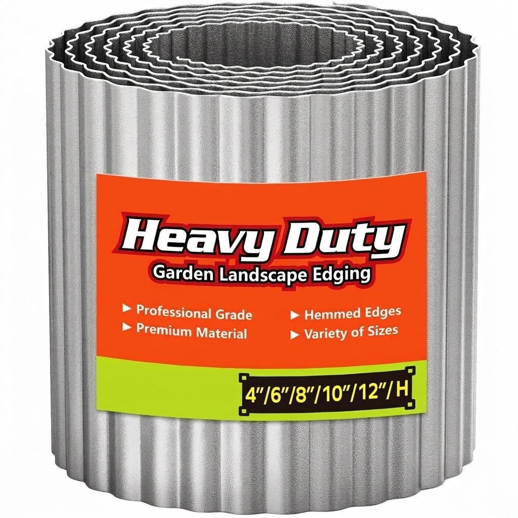 Adrinfly  Corrugated Metal Garden Edging 6 in x 40 ft Silver Roll Durable Weather Resistant Hemmed Edge Flexible Border for Lawn Flower Bed Landscape