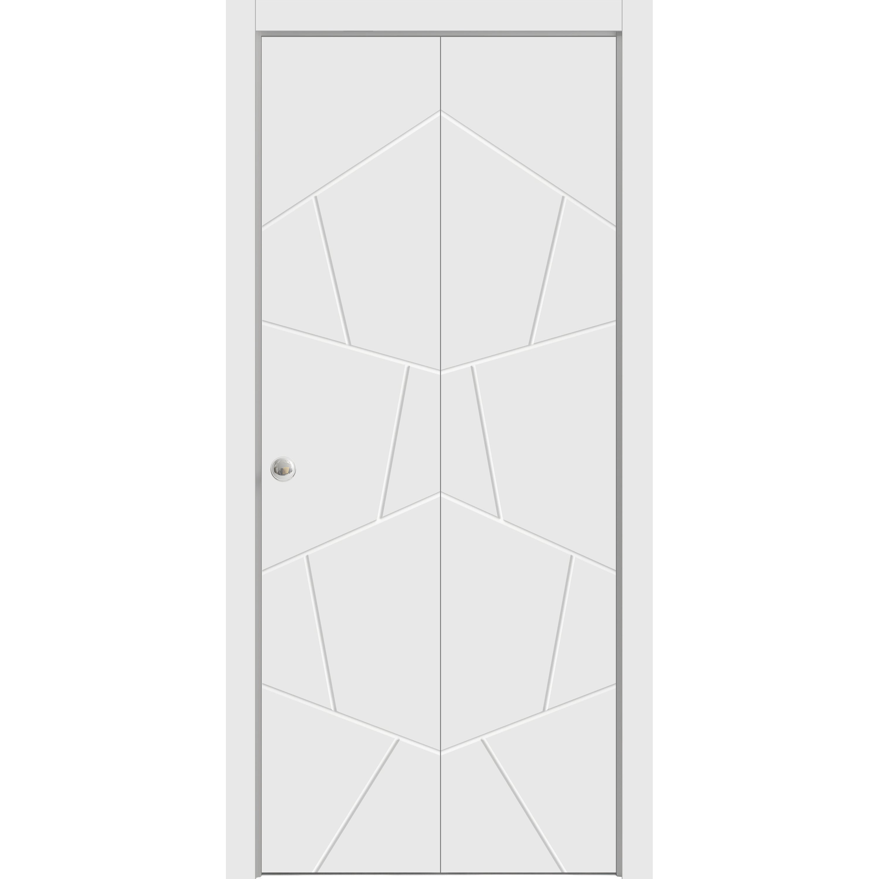 SARTODOORS Sliding Closet Bi-fold Doors 24 x 80 - Planum 0990 Painted White Matte - Sturdy Tracks Moldings Trims Hardware Set - Wood Solid Bedroom Wardrobe Doors