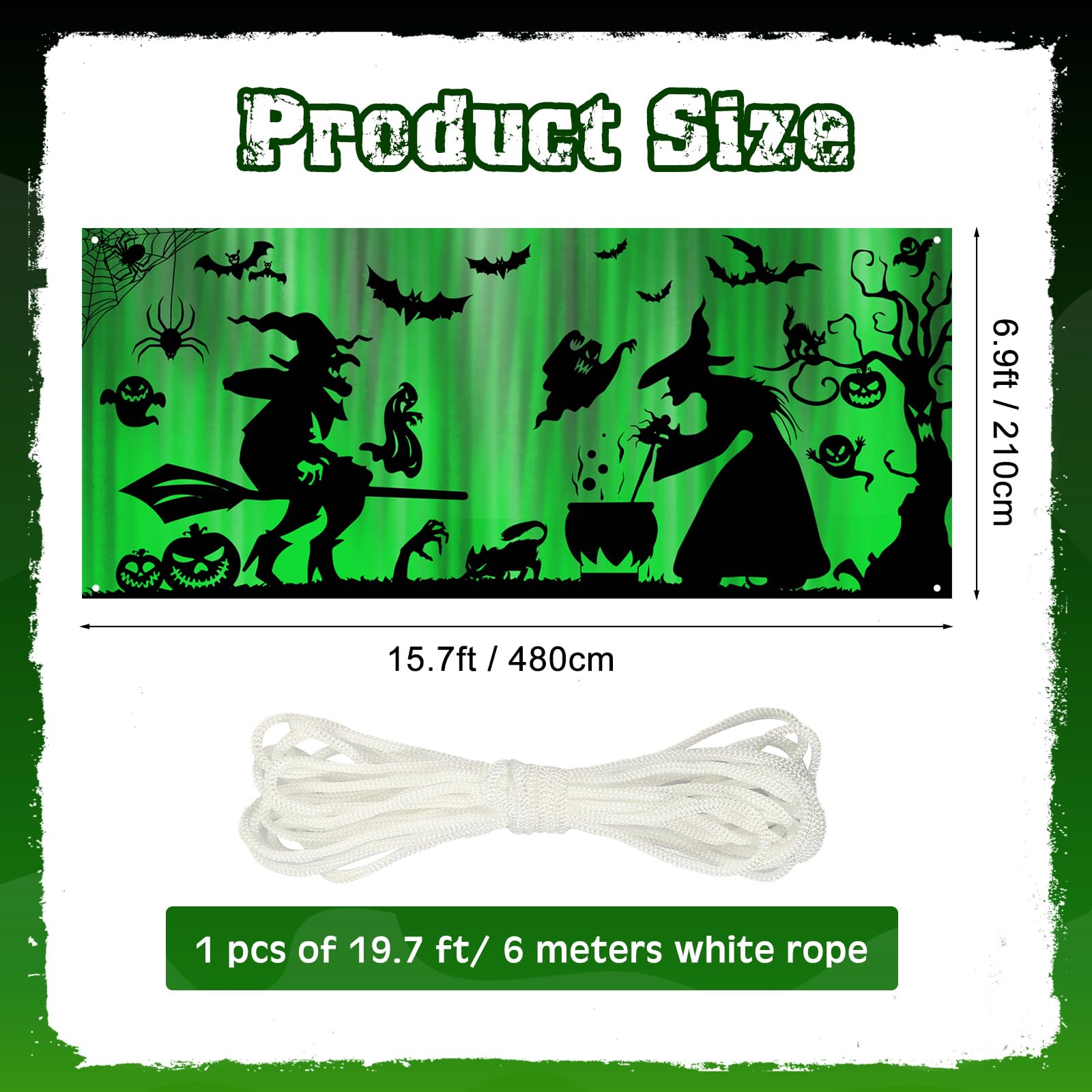 AKSCYZM Halloween Garage Door Cover Large 7 x 16 ft Witch Ghost Bat ...