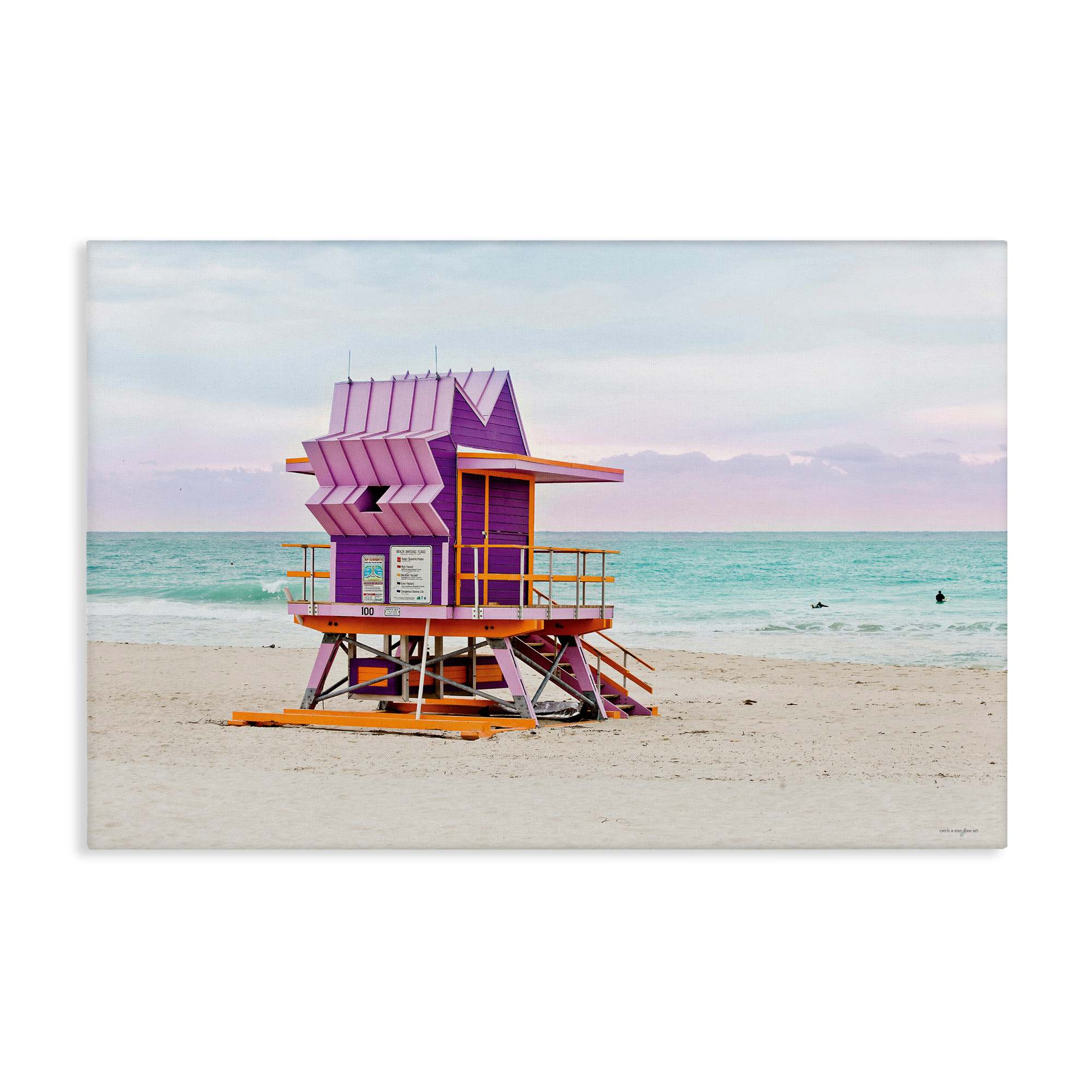 Stupell Industries BT-557-CN-24X36 Purple Lifeguard Building Canvas design by Seven Trees Design
