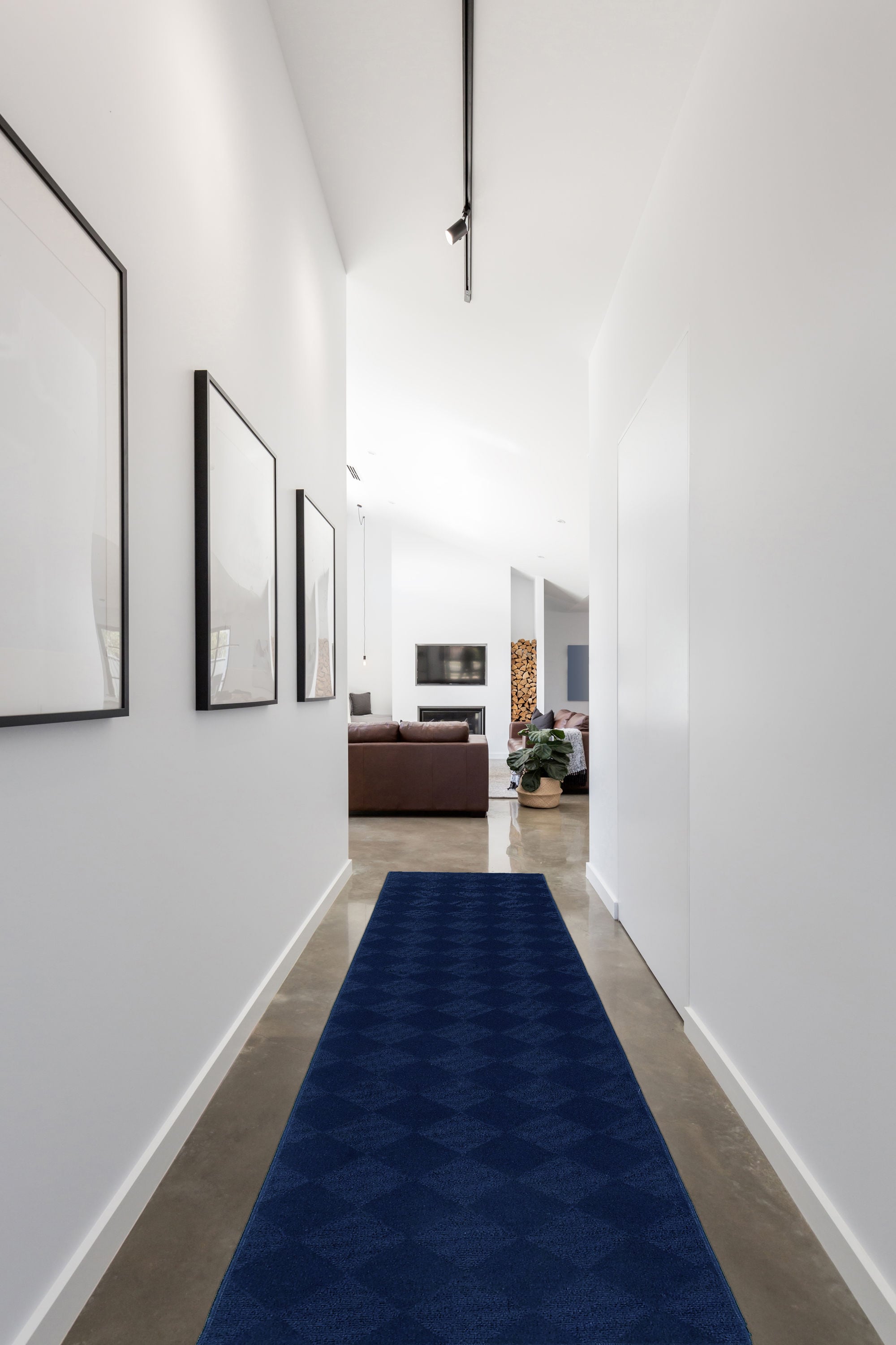 Garland Rug CL020N02409610 Diamond 2 x 8 (ft) Tufted Polypropylene Navy Rectangular Indoor Geometric Lodge Runner rug