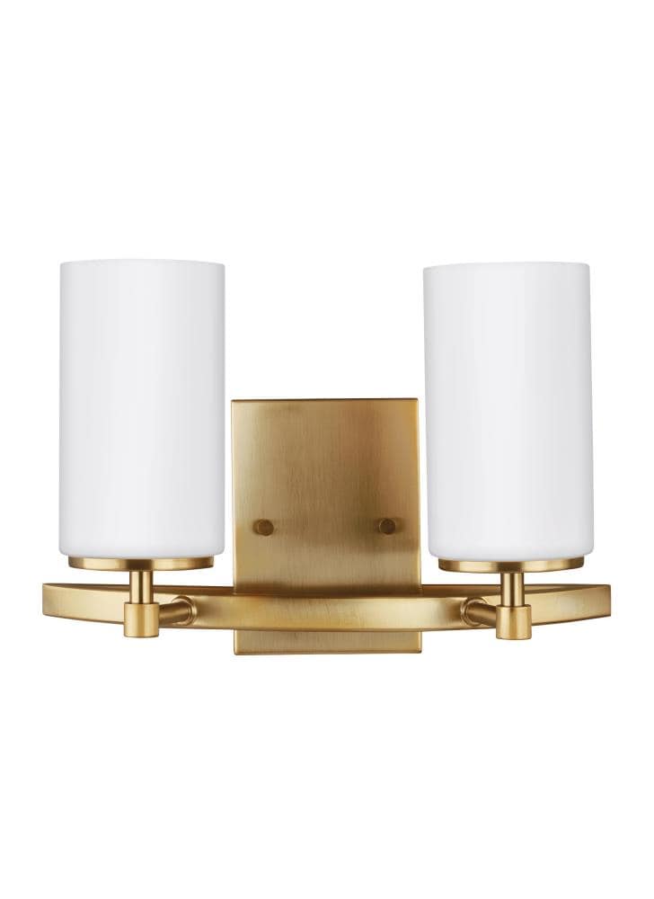 Generation Lighting 4424602EN3-848 Alturas 13.5625-in 2 -Light Satin Brass Modern/contemporary Vanity light
