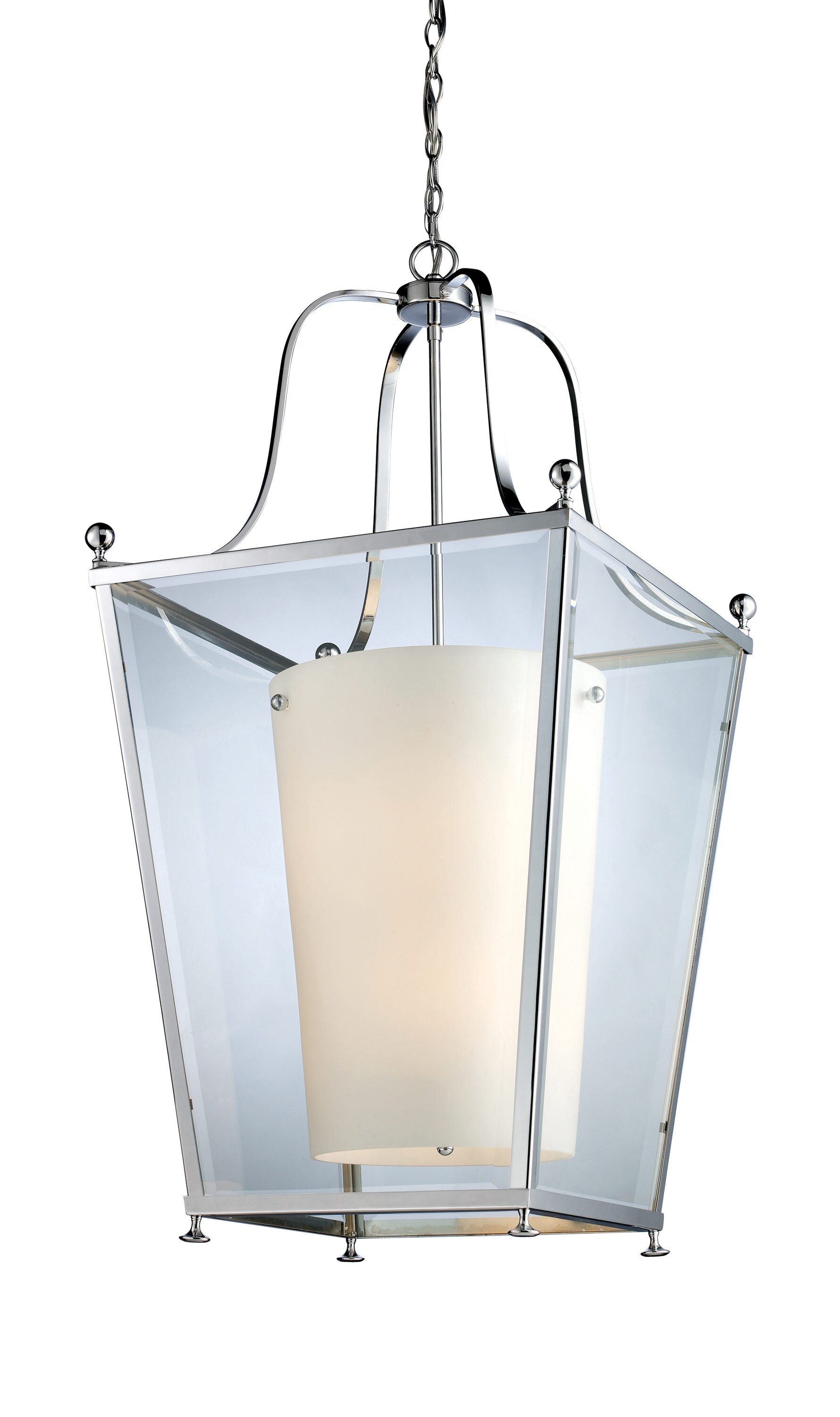 Ashbury 6-Light Chrome Glass Pendant with Opal Shades