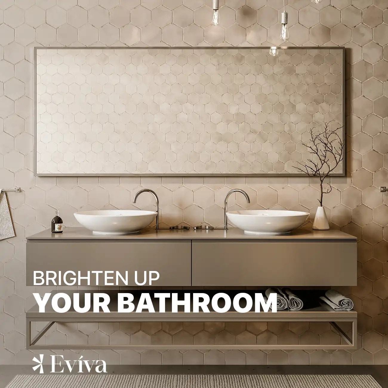 Elegant Brushed Wood 72" Rectangular Bathroom Vanity Mirror