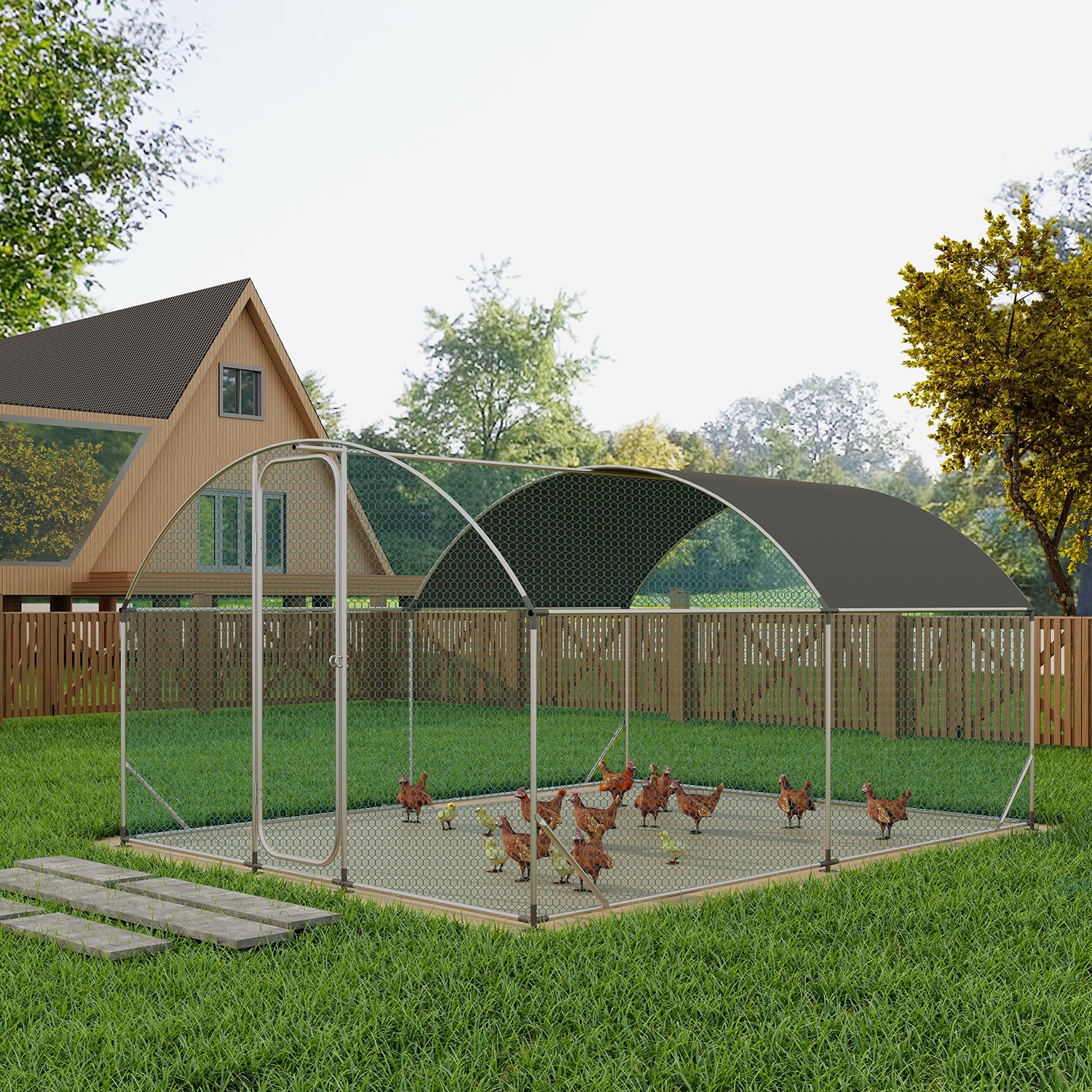 Mondawe MD-CH00021 Silver Metal Chicken coop
