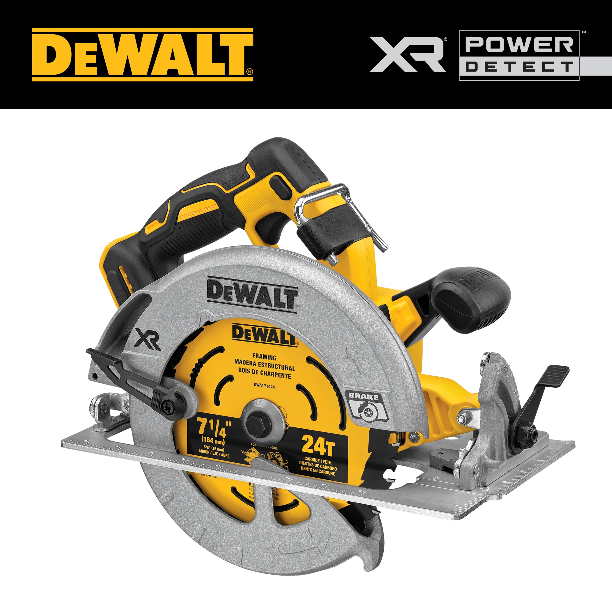 DEWALT XR Power Detect 20-volt Max 7-1/4-in Cordless Circular Saw (Bare Tool)  in the Circular Saws department at
