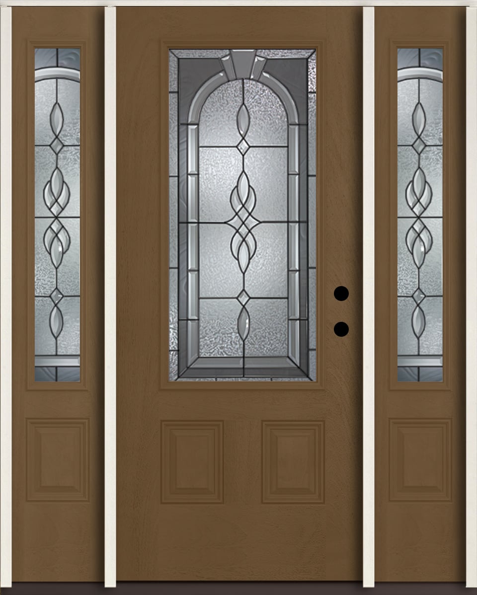RELIABILT LO963882 Hampton 60-in x 80-in x 4-5/8-in Fiberglass 3/4 lite Left-hand inswing Woodhaven Stain Stained Prehung Front Door with Sidelights Insulating core