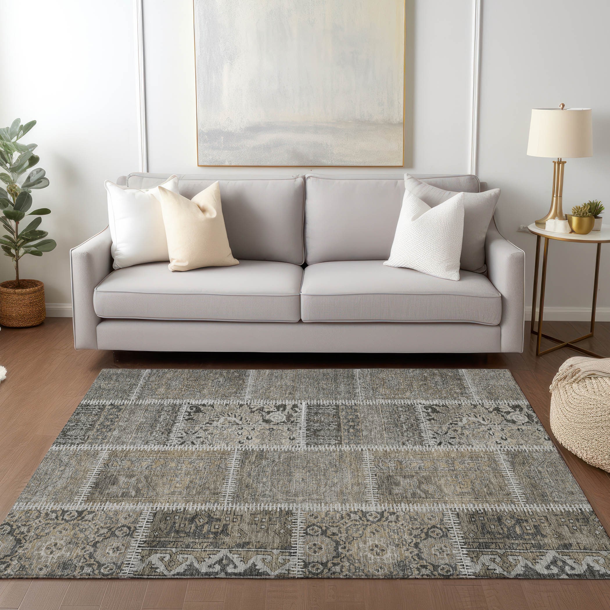 Addison Rugs ACN635TP3X5 Chantille ACN635TP 3 x 5 (ft) Polyester Taupe Rectangular Indoor/Outdoor Geometric Machine washable Area rug