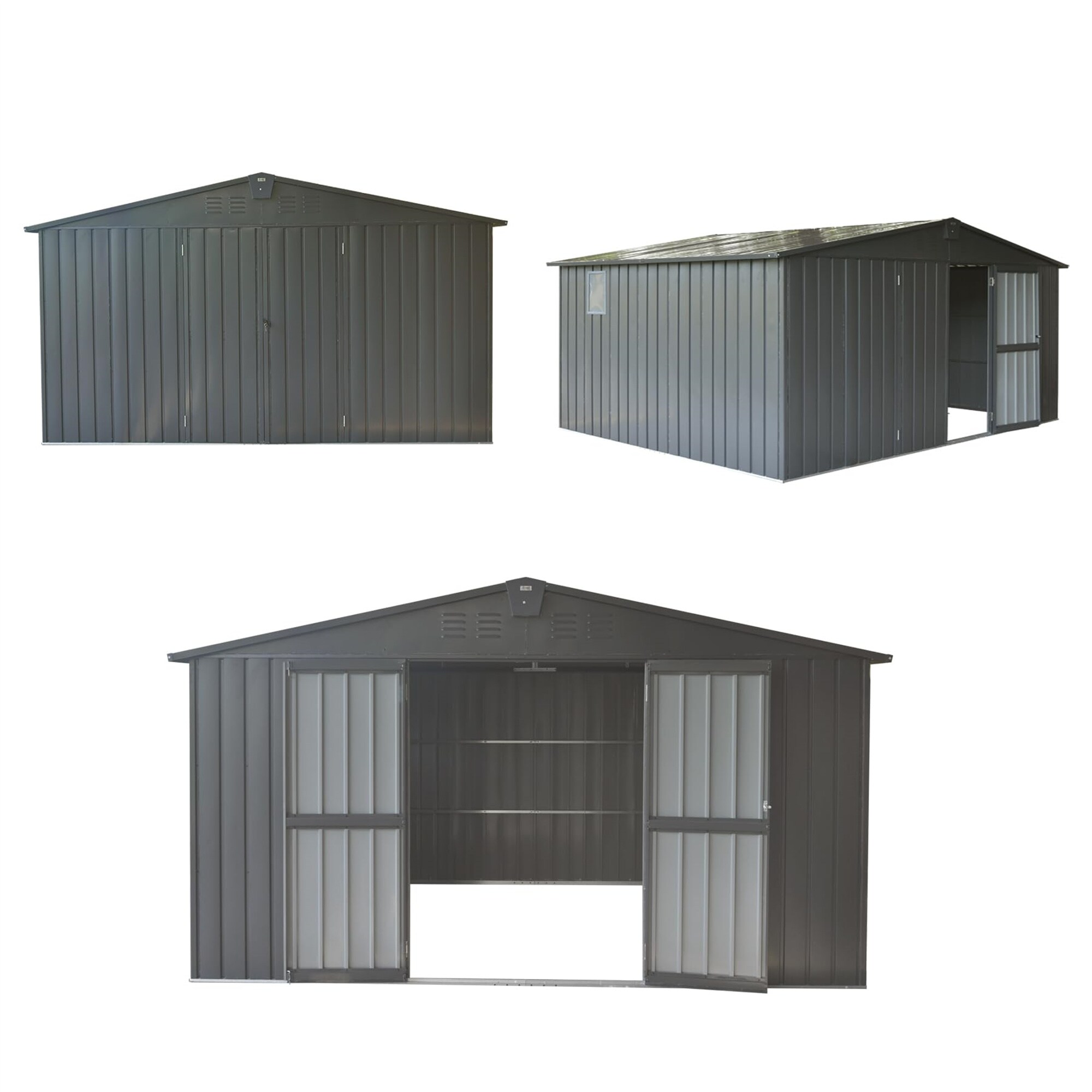 Maocao Hoom 9-ft x 11-ft Backyard Storage Shed with Galvanized Steel Frame Windows Galvanized steel Storage Shed
