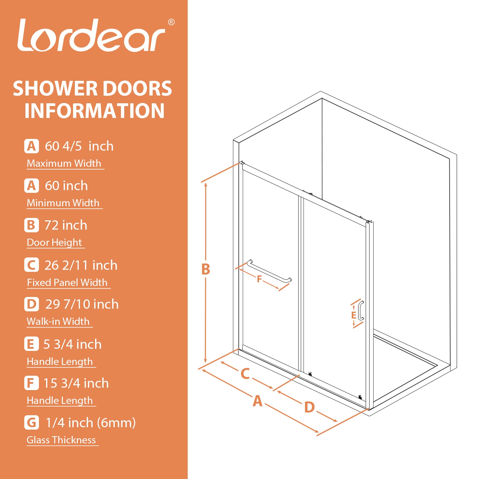 Lordear HMS-LD-6A21-4-60SS Shower-Doors - View #7