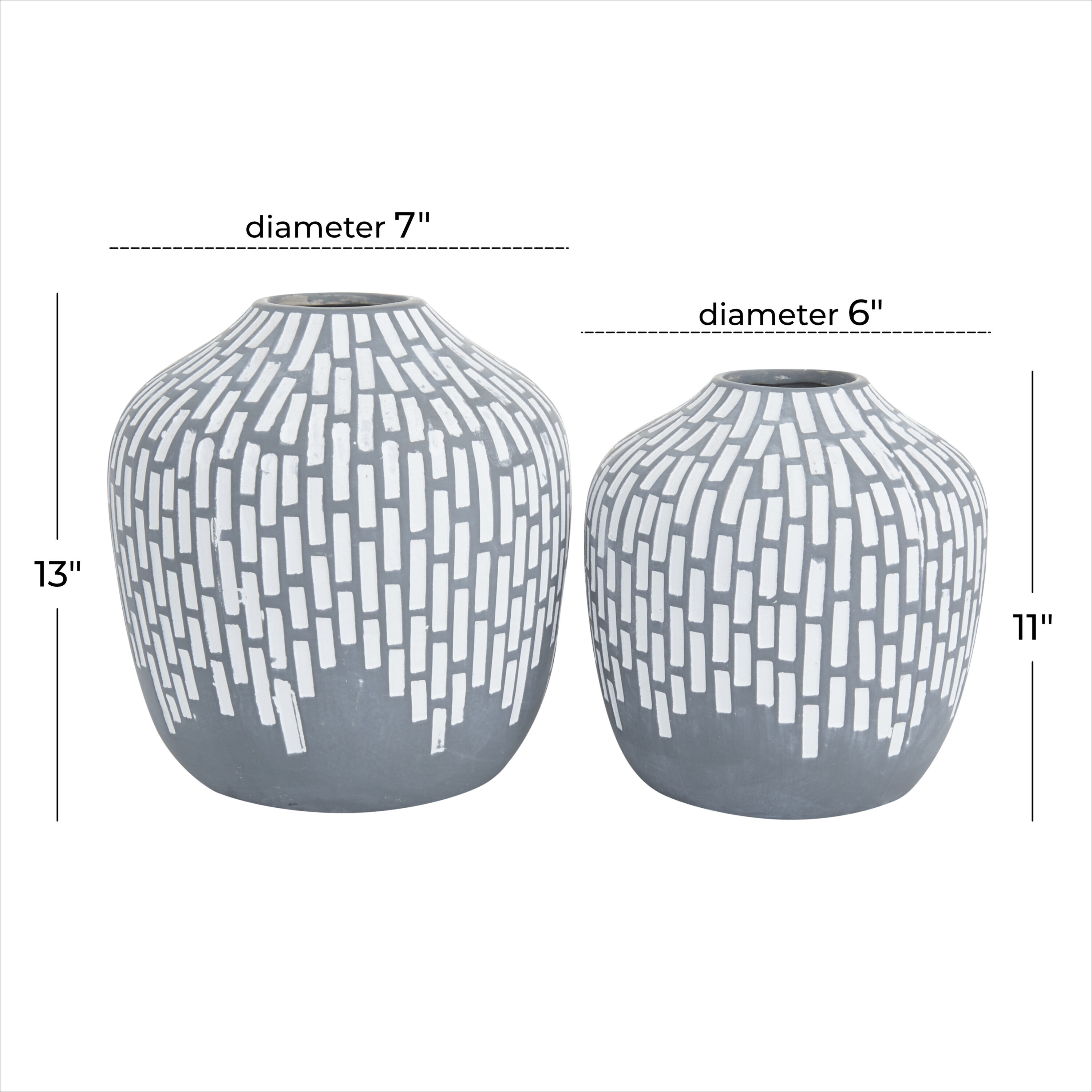 Contemporary Ceramic Bud Vase Set, Medium Gray, 10.6" Round