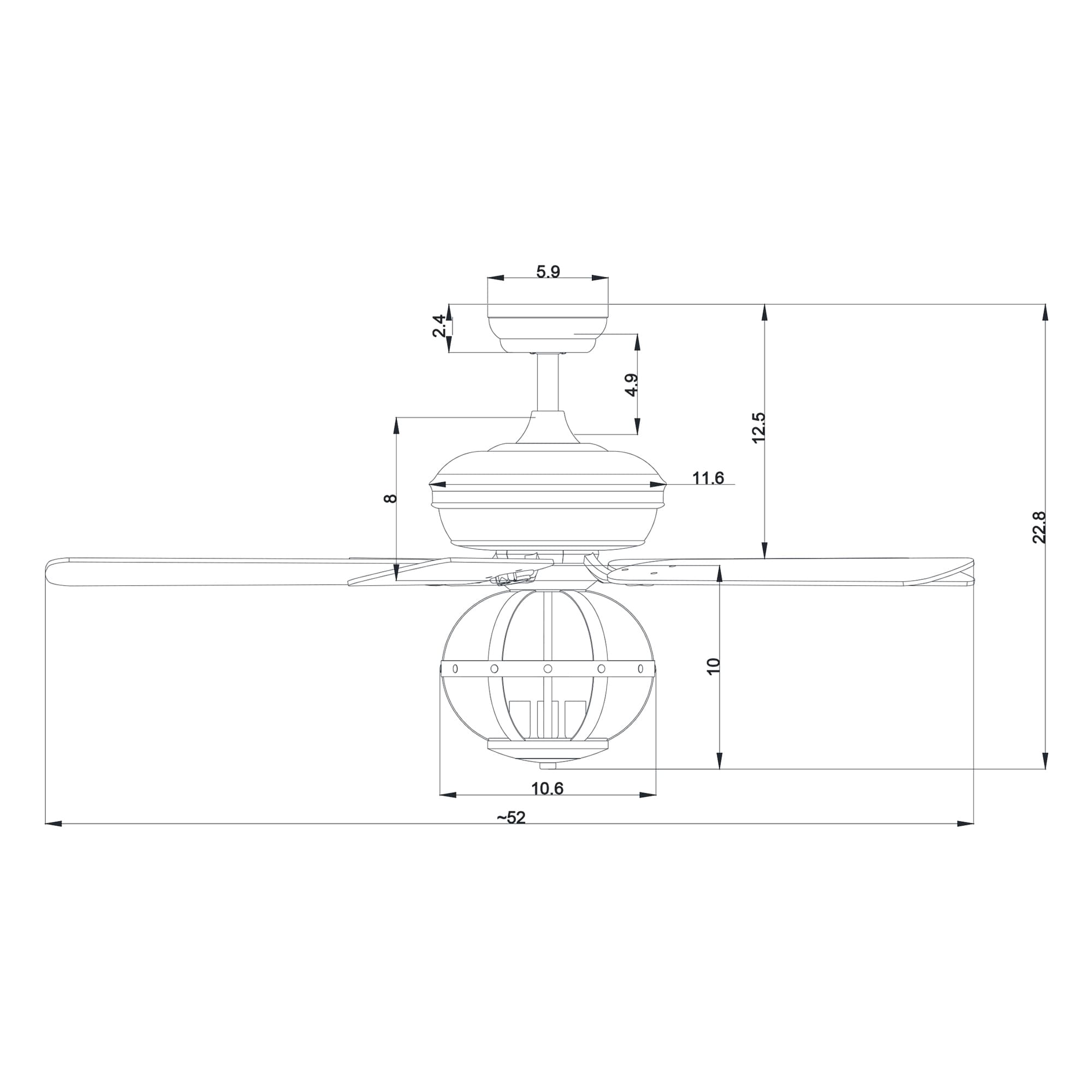 Matrix Decor 52-in Black Indoor Chandelier Ceiling Fan with Light Remote  (5-Blade)