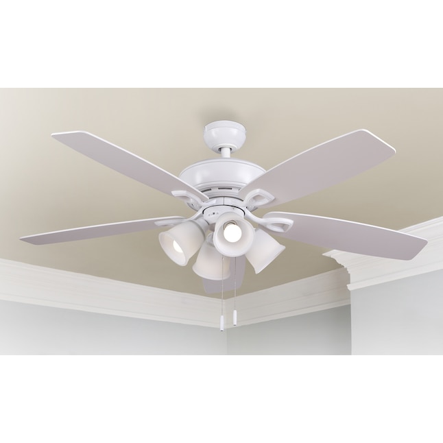 Harbor Breeze Notus 52 In White Led Indoor Downrod Or Flush Mount Ceiling Fan With Light 5 Blade The Fans Department At Com - Hampton Bay Model Ac552 Ceiling Fan Manual Pdf