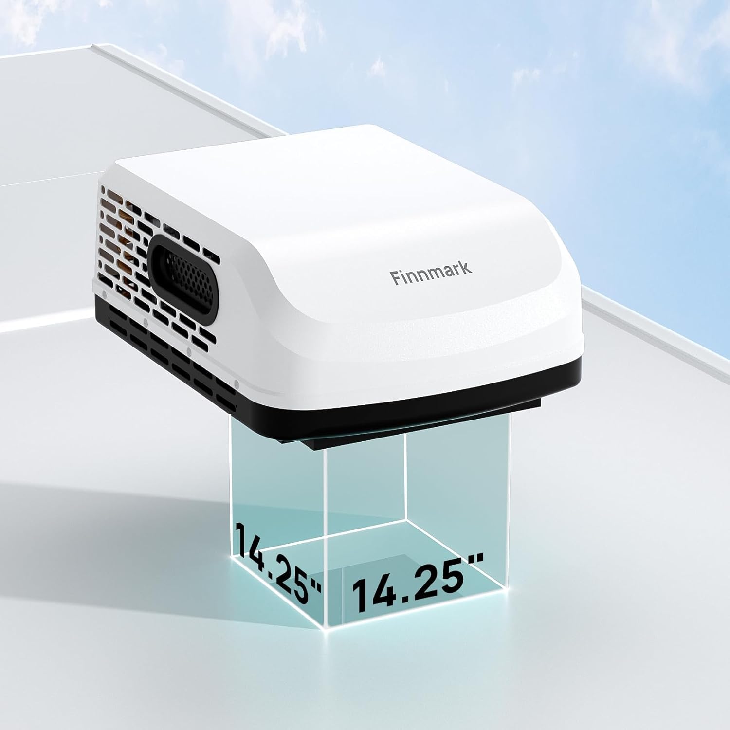 TURBRO  Finnmark 15000 BTU RV Air Conditioner with Heater WiFi and Remote Control Non Ducted Rooftop AC 115V LED Mood Light for Campers Trailers Food Trucks Quiet Operation White Heating and Cooling Climate Control System Sansujyuku sansujyuku.com