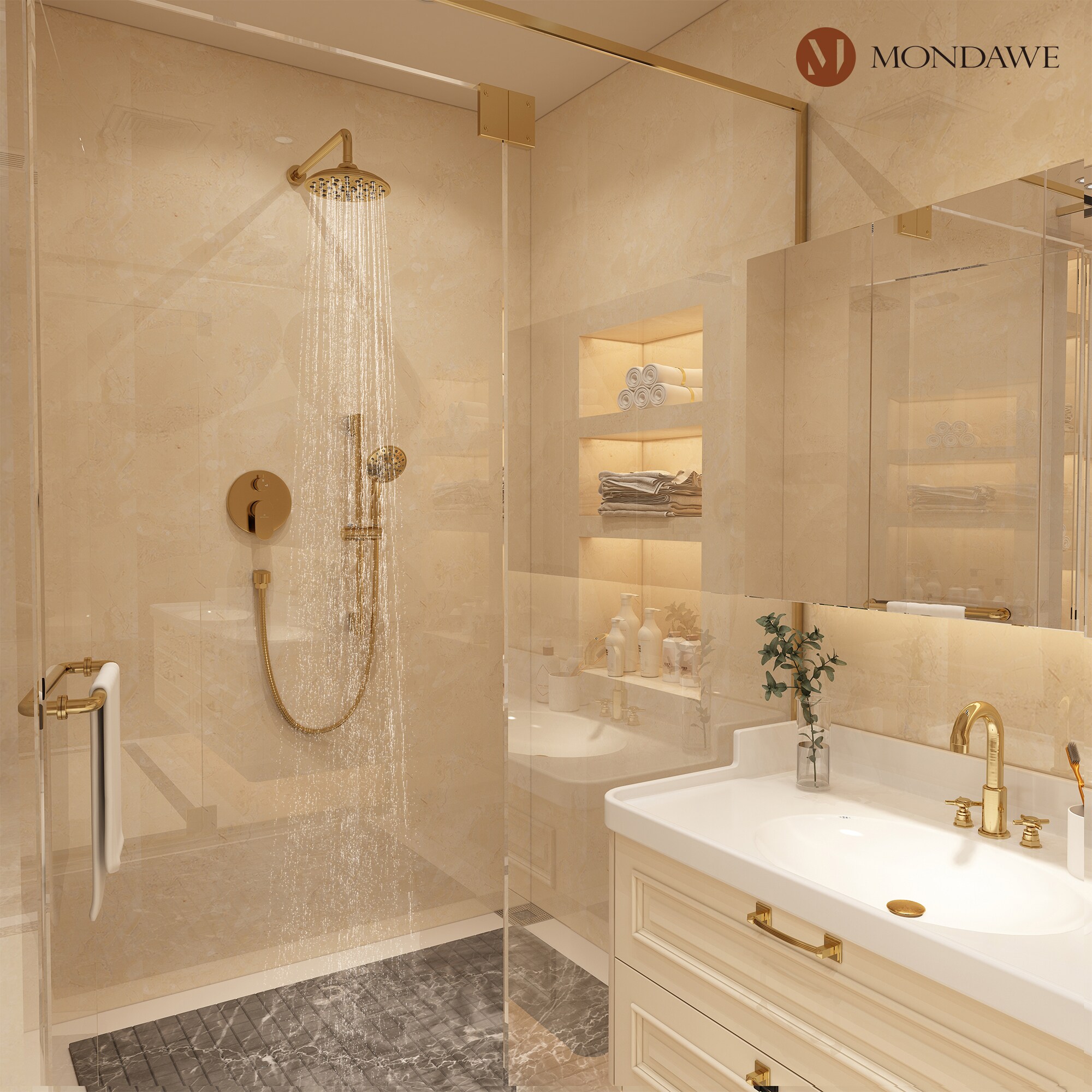Mondawe MD-A3815-BG Showerhead-Bar-Panels - View #3