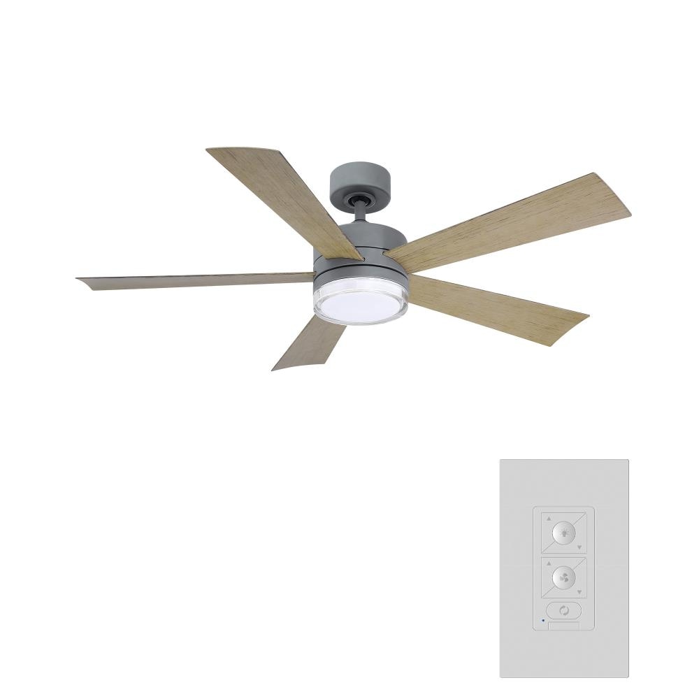 Modern Forms Wynd 52-in Graphite with Graphite Weathered Gray Blades Integrated LED Indoor/Outdoor Smart Ceiling Fan with Light and Remote (5-Blade) FR-W1801-52L-GH/WG Sansujyuku sansujyuku.com