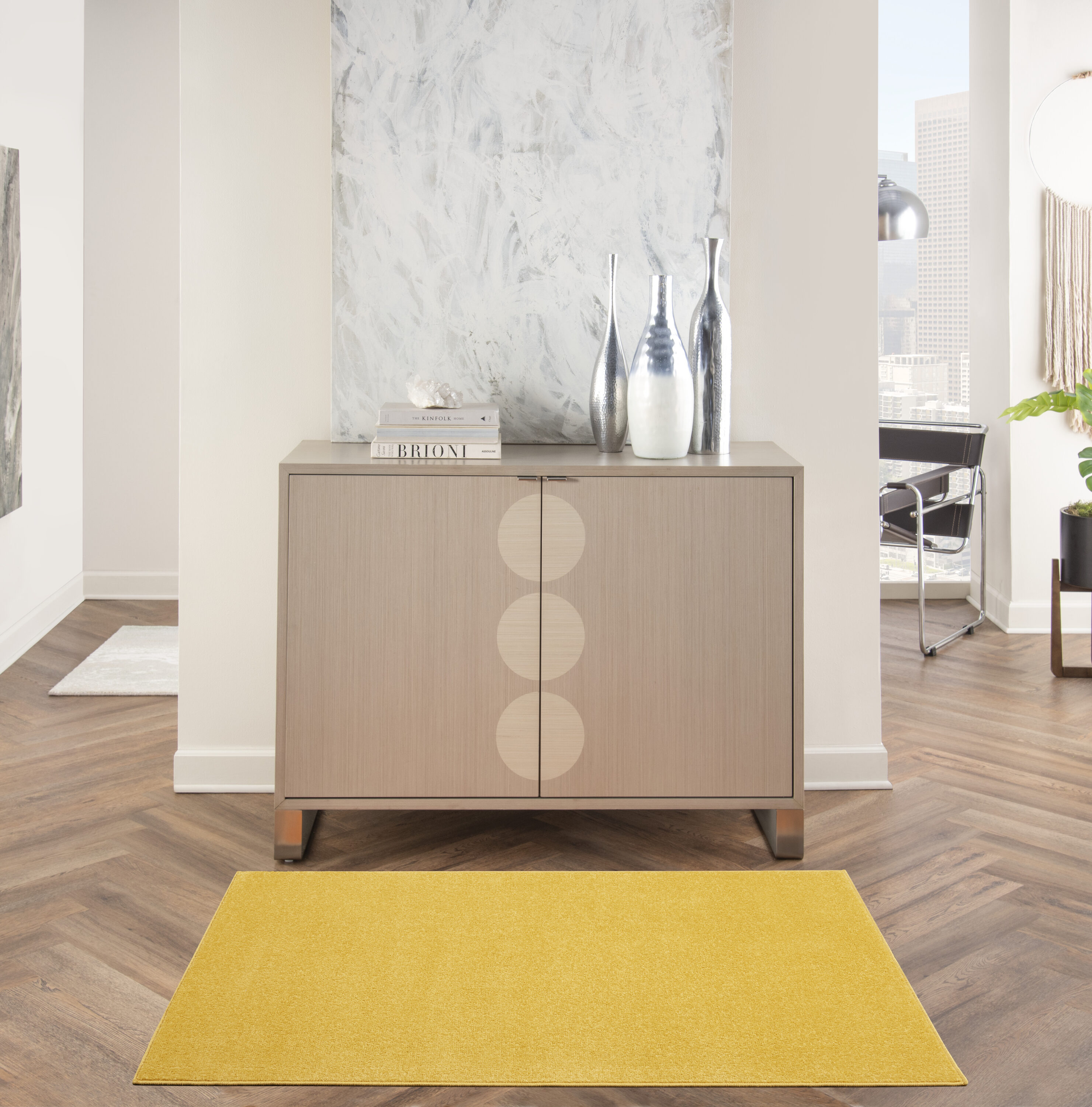 Nourison 099446825407 Essentials 3 x 5 (ft) Loomed Polypropylene Yellow Rectangular Indoor/Outdoor Solid Area rug