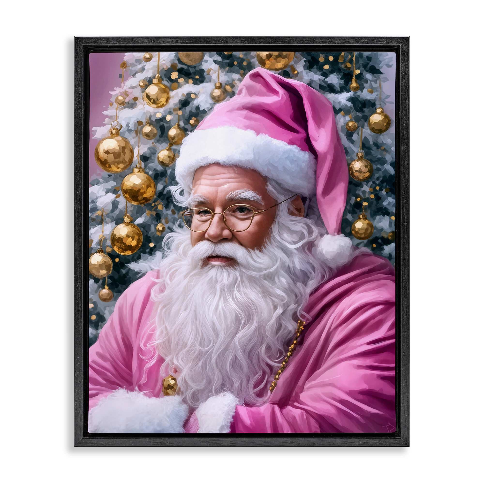 Stupell Industries BT-367-FFB-24X30 Traditional Santa in Pink Floating Frame design by Tabz Jones